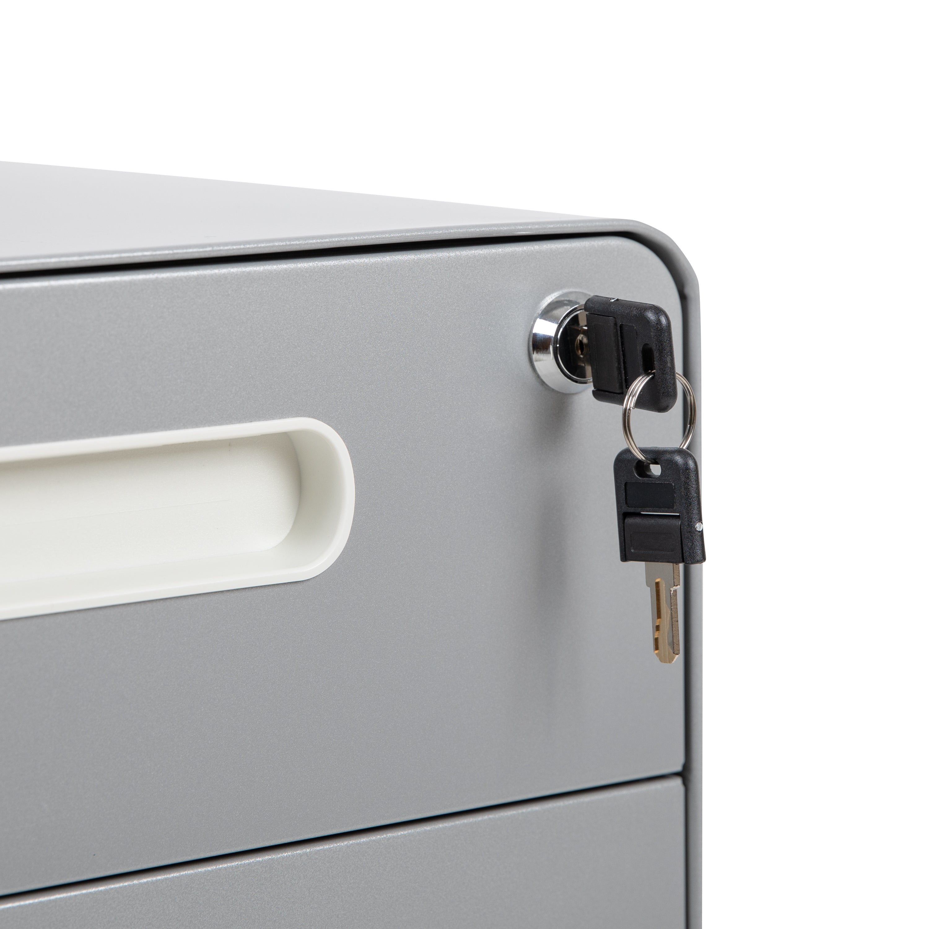 Ergonomic 3-Drawer Mobile Locking Filing Cabinet with Anti-Tilt Mechanism and Hanging Drawer for Legal & Letter Files