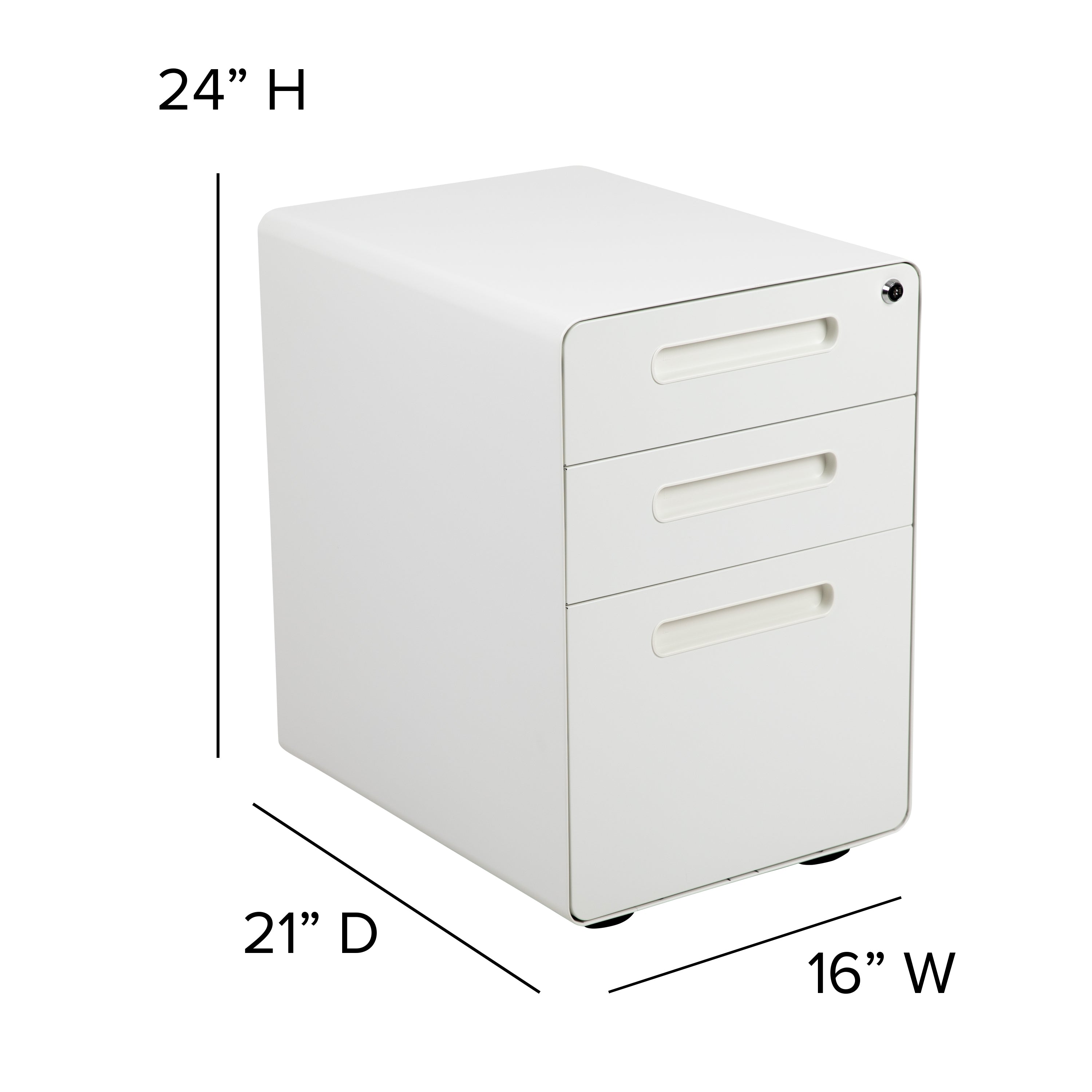 Ergonomic 3-Drawer Mobile Locking Filing Cabinet with Anti-Tilt Mechanism and Hanging Drawer for Legal & Letter Files
