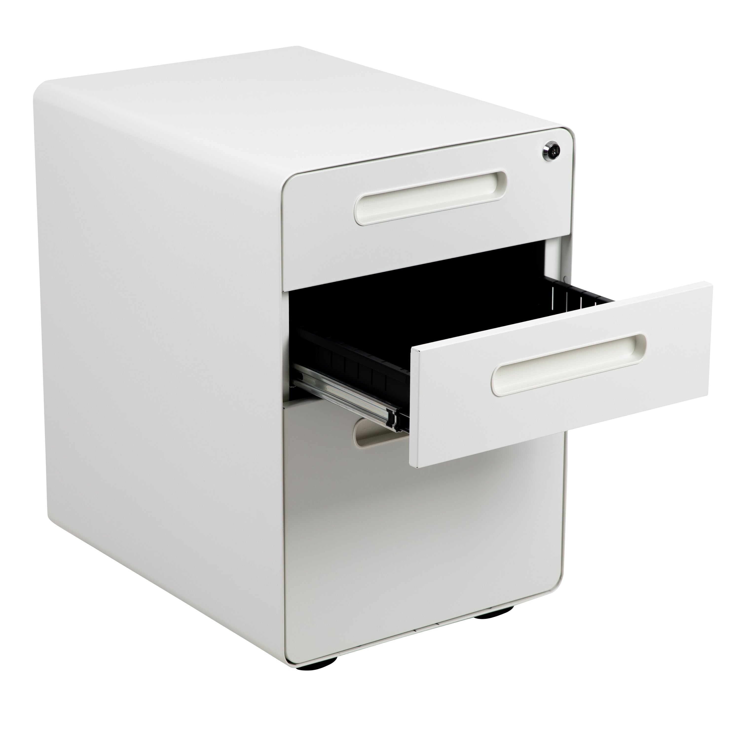 Ergonomic 3-Drawer Mobile Locking Filing Cabinet with Anti-Tilt Mechanism and Hanging Drawer for Legal & Letter Files