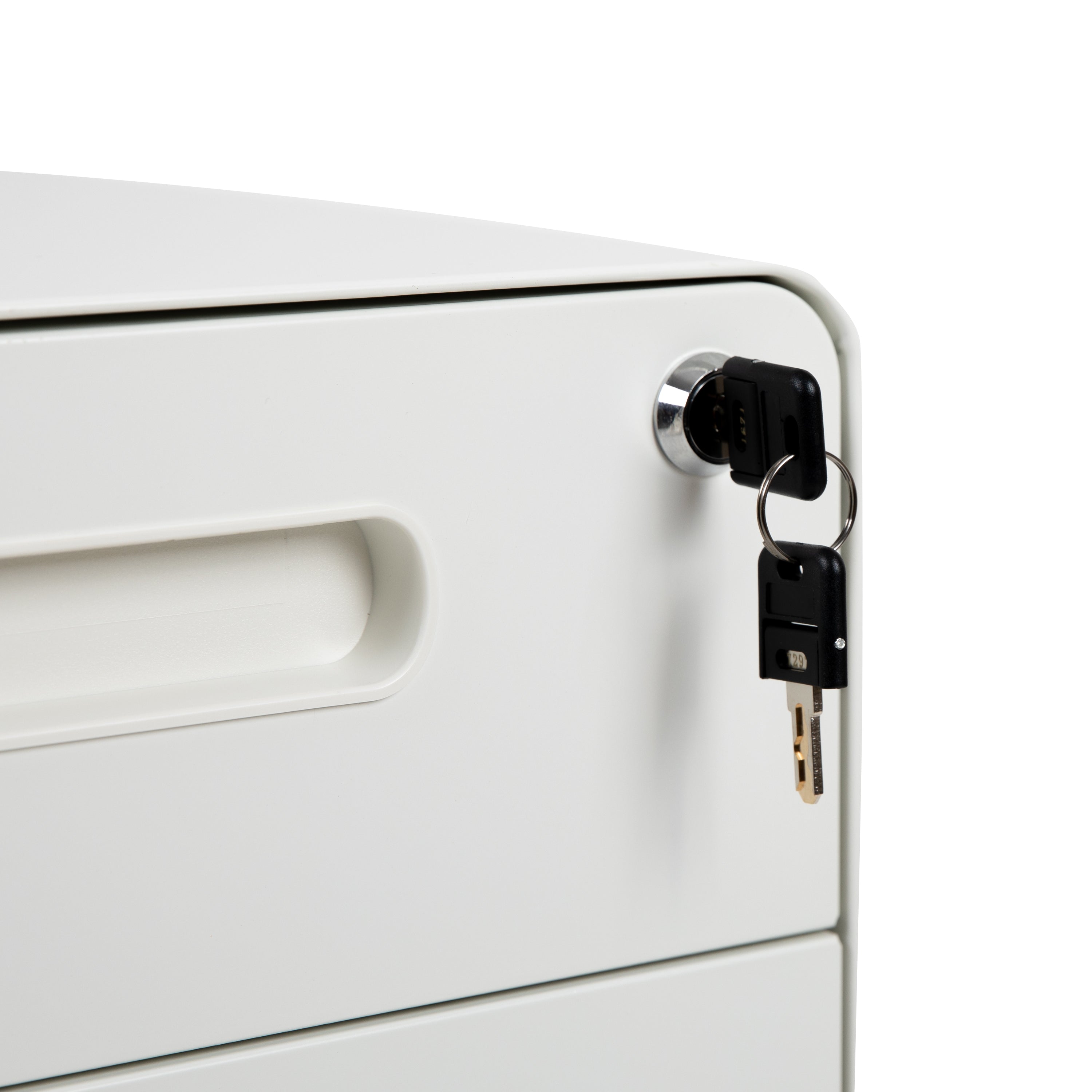 Ergonomic 3-Drawer Mobile Locking Filing Cabinet with Anti-Tilt Mechanism and Hanging Drawer for Legal & Letter Files