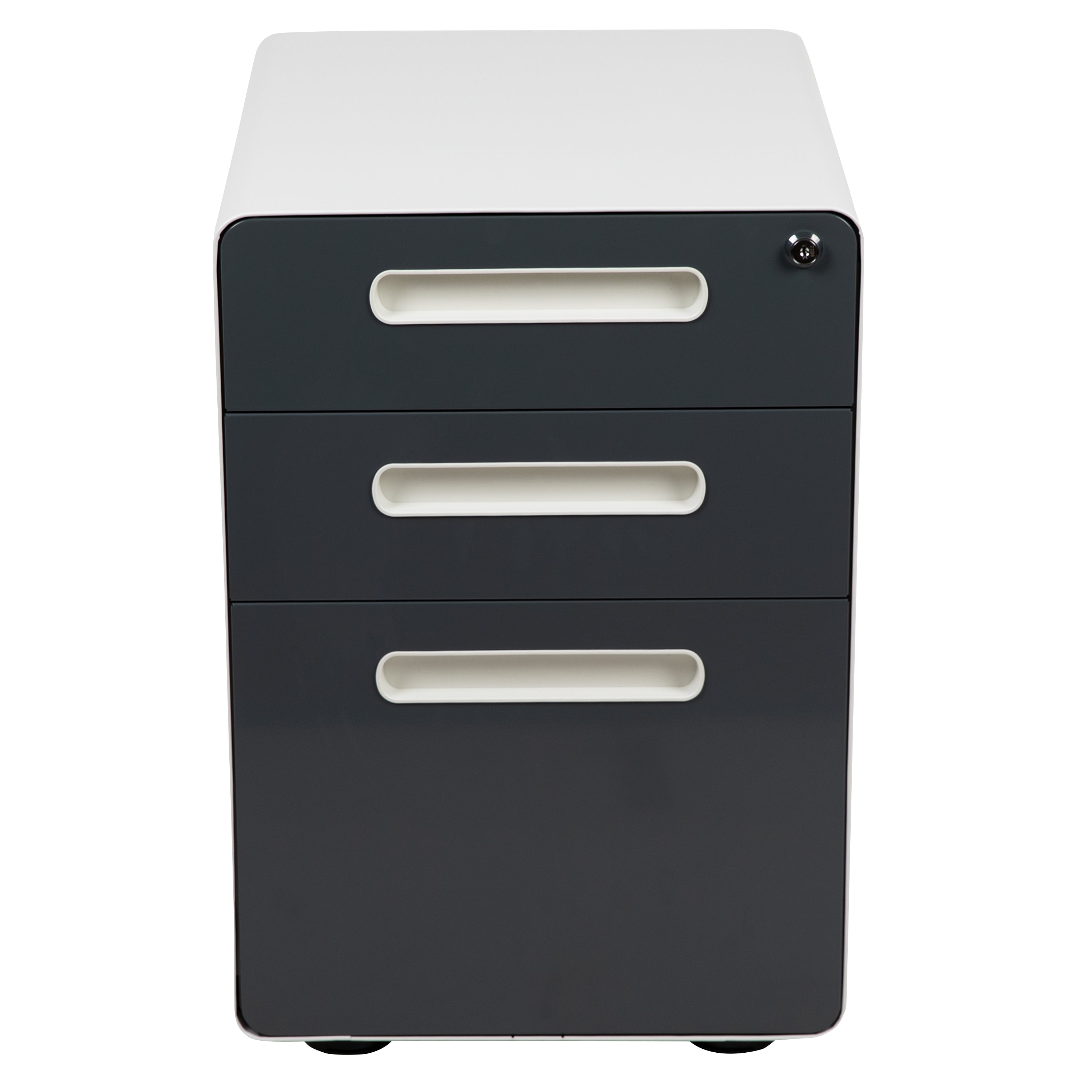 Ergonomic 3-Drawer Mobile Locking Filing Cabinet with Anti-Tilt Mechanism and Hanging Drawer for Legal & Letter Files-Filing Cabinet-Flash Furniture-Wall2Wall Furnishings