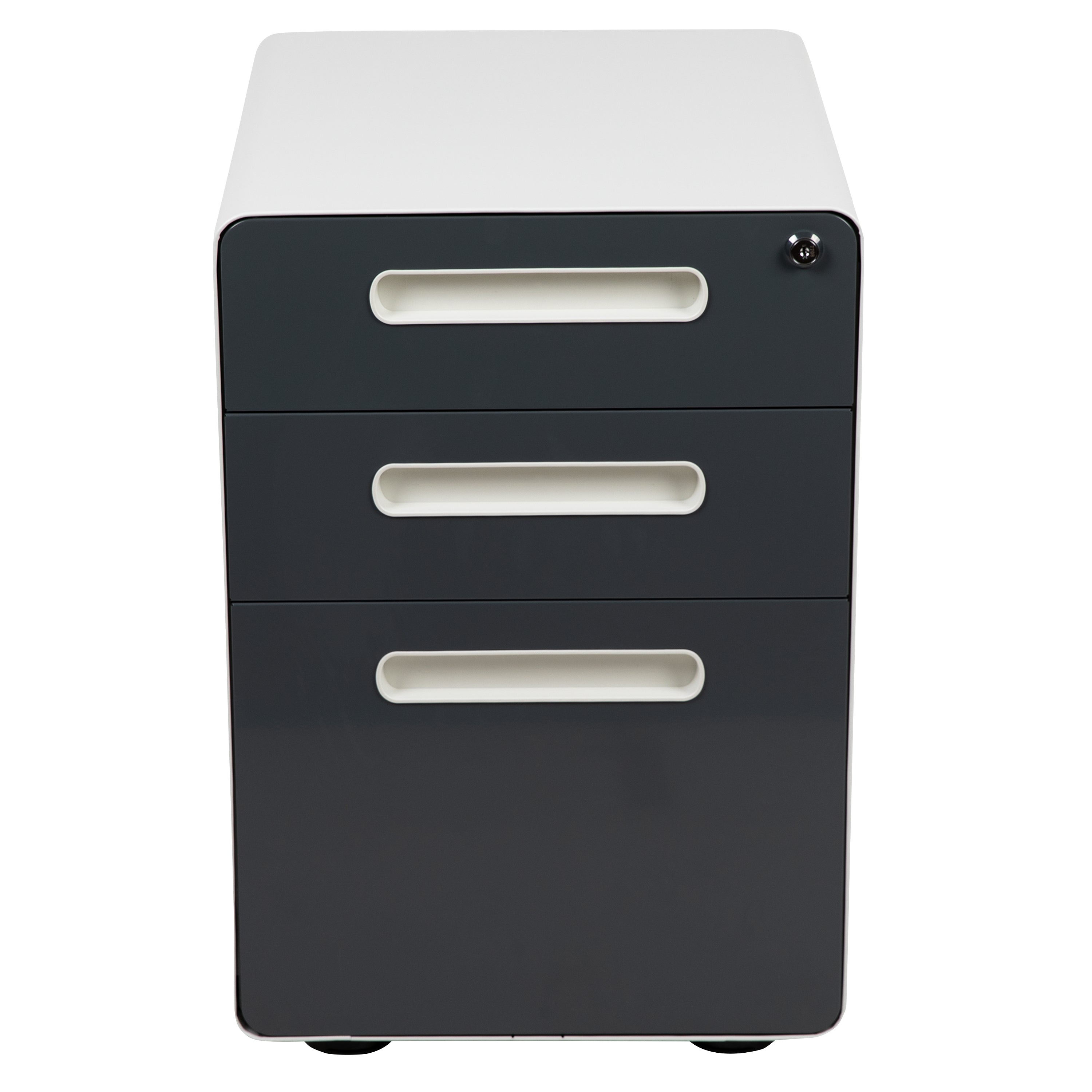 Ergonomic 3-Drawer Mobile Locking Filing Cabinet with Anti-Tilt Mechanism and Hanging Drawer for Legal & Letter Files