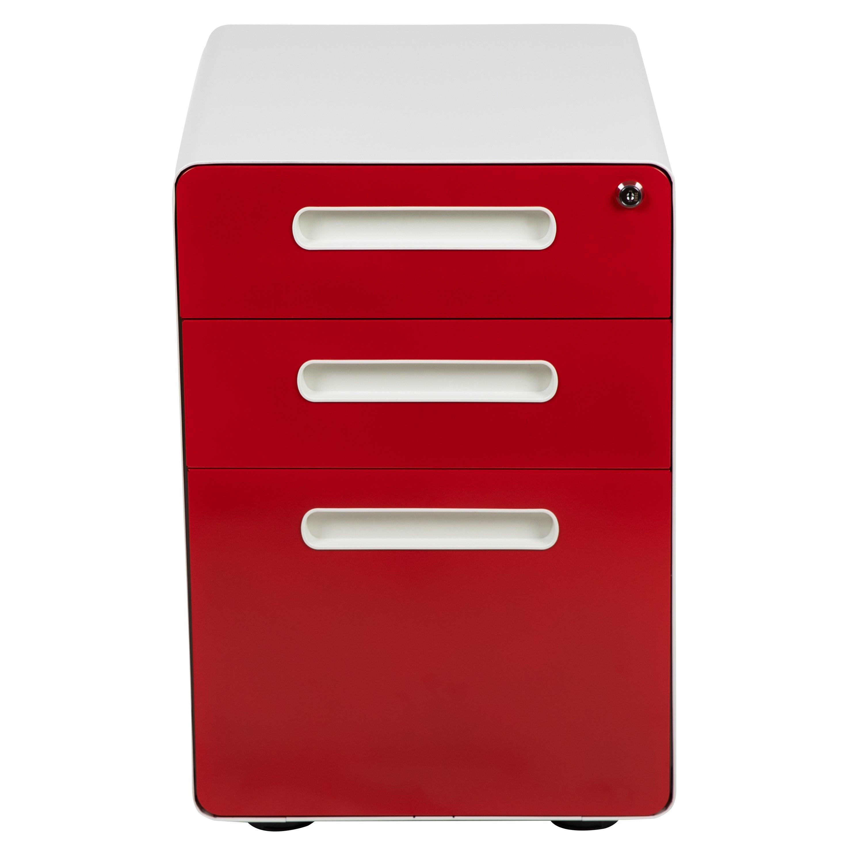 Ergonomic 3-Drawer Mobile Locking Filing Cabinet with Anti-Tilt Mechanism and Hanging Drawer for Legal & Letter Files