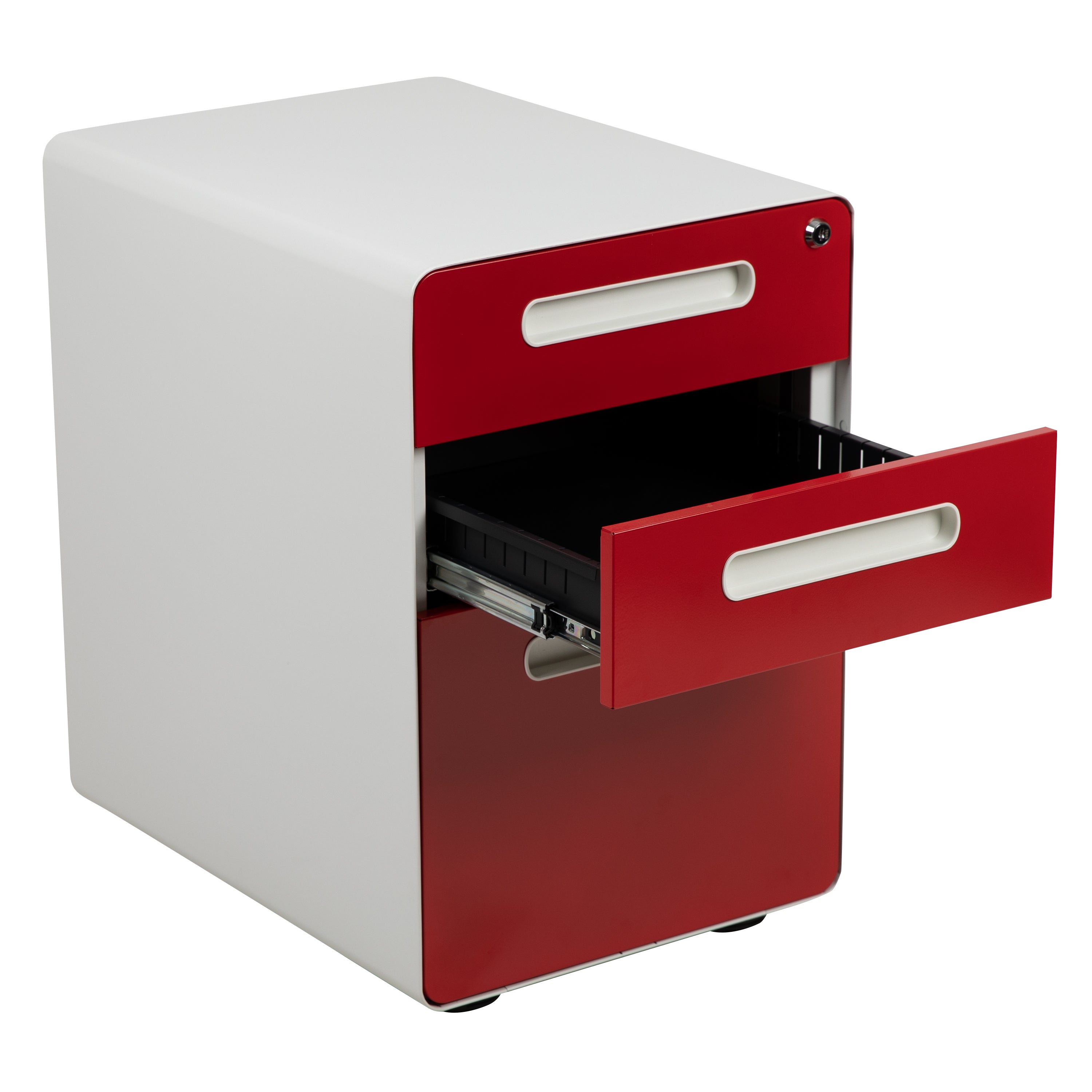 Ergonomic 3-Drawer Mobile Locking Filing Cabinet with Anti-Tilt Mechanism and Hanging Drawer for Legal & Letter Files