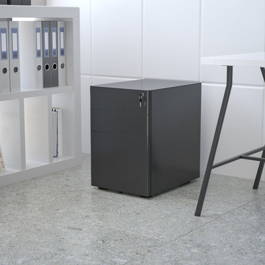 Modern 3-Drawer Mobile Locking Filing Cabinet with Anti-Tilt Mechanism and Hanging Drawer for Legal & Letter Files