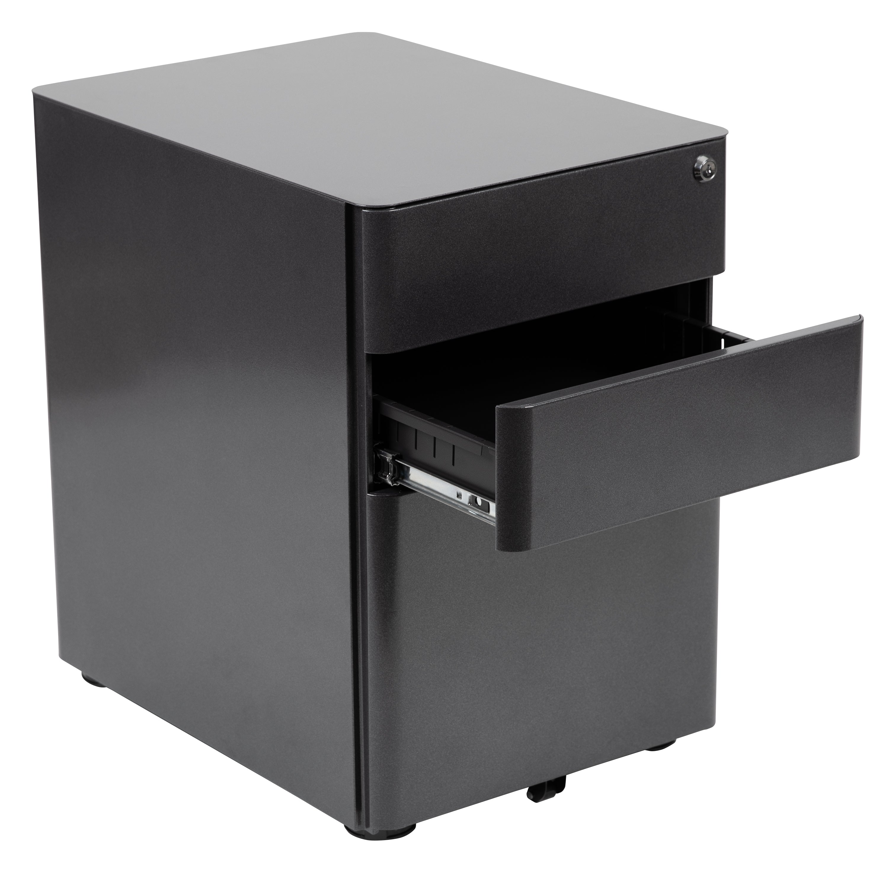Modern 3-Drawer Mobile Locking Filing Cabinet with Anti-Tilt Mechanism and Hanging Drawer for Legal & Letter Files