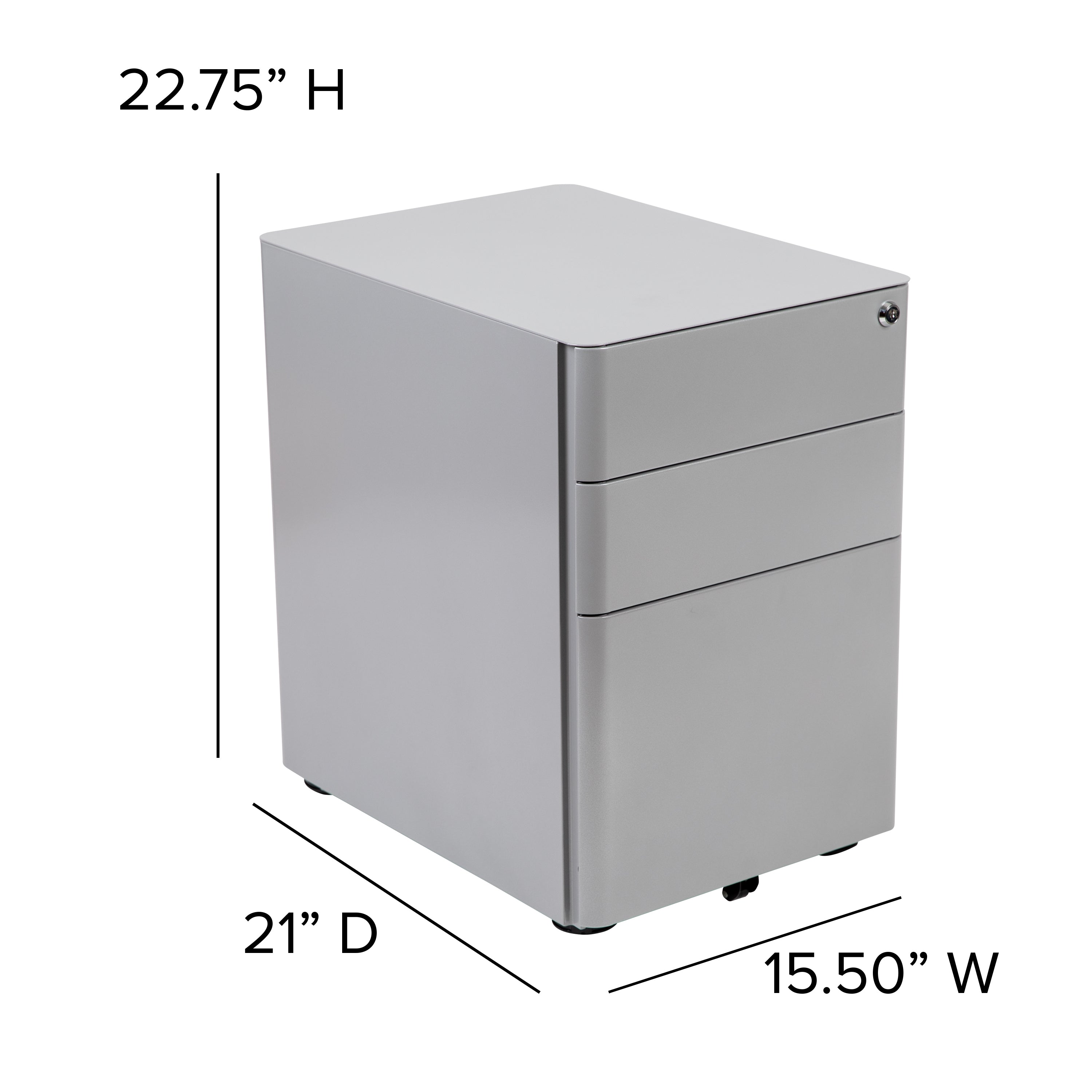 Modern 3-Drawer Mobile Locking Filing Cabinet with Anti-Tilt Mechanism and Hanging Drawer for Legal & Letter Files