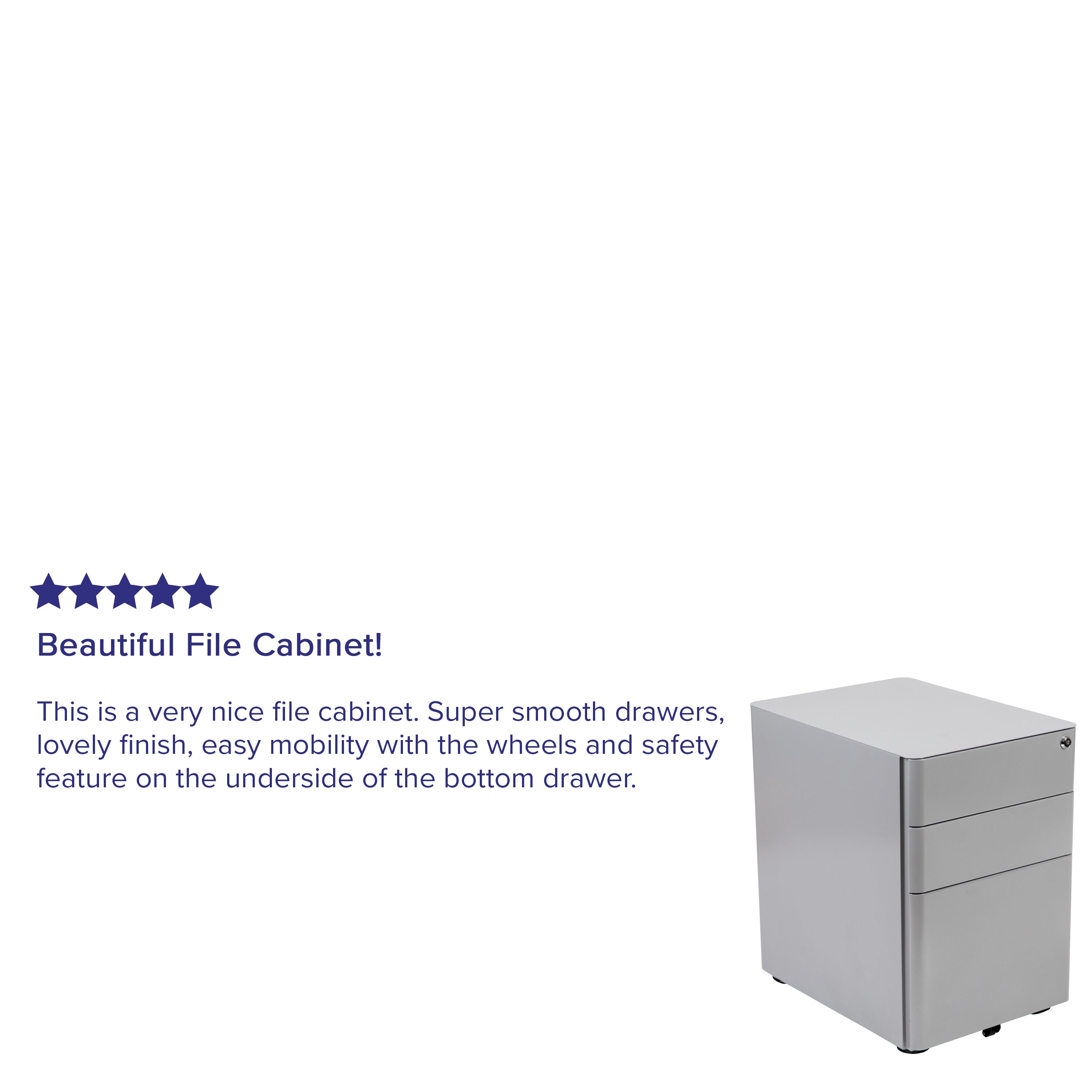 Modern 3-Drawer Mobile Locking Filing Cabinet with Anti-Tilt Mechanism and Hanging Drawer for Legal & Letter Files