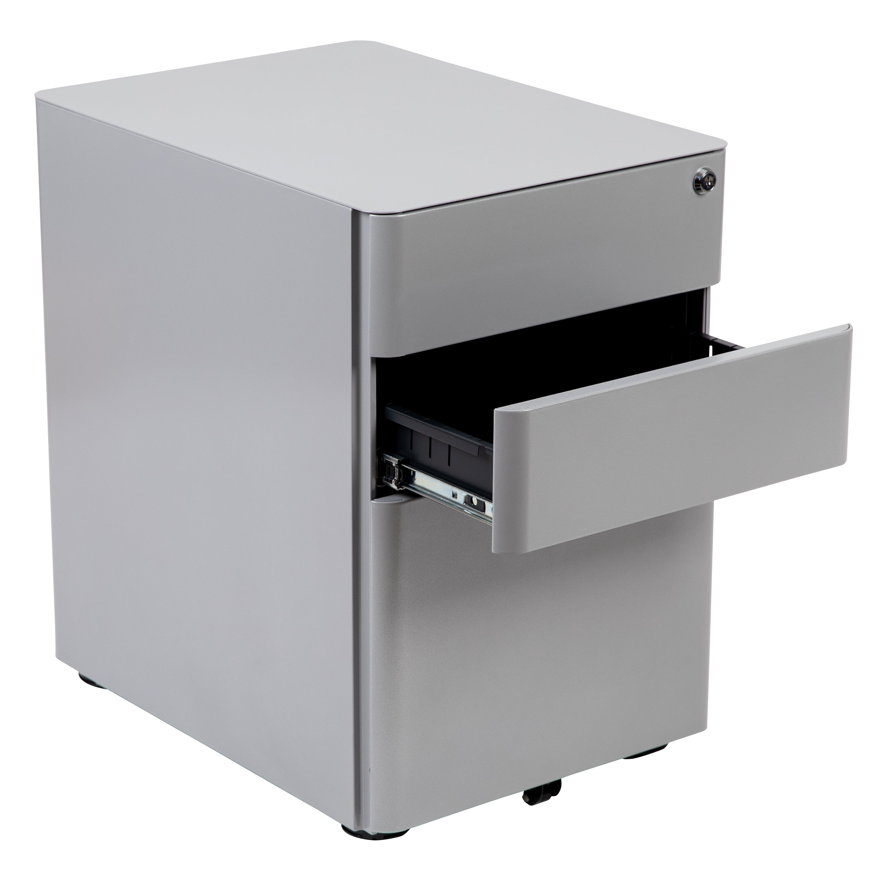 Modern 3-Drawer Mobile Locking Filing Cabinet with Anti-Tilt Mechanism and Hanging Drawer for Legal & Letter Files