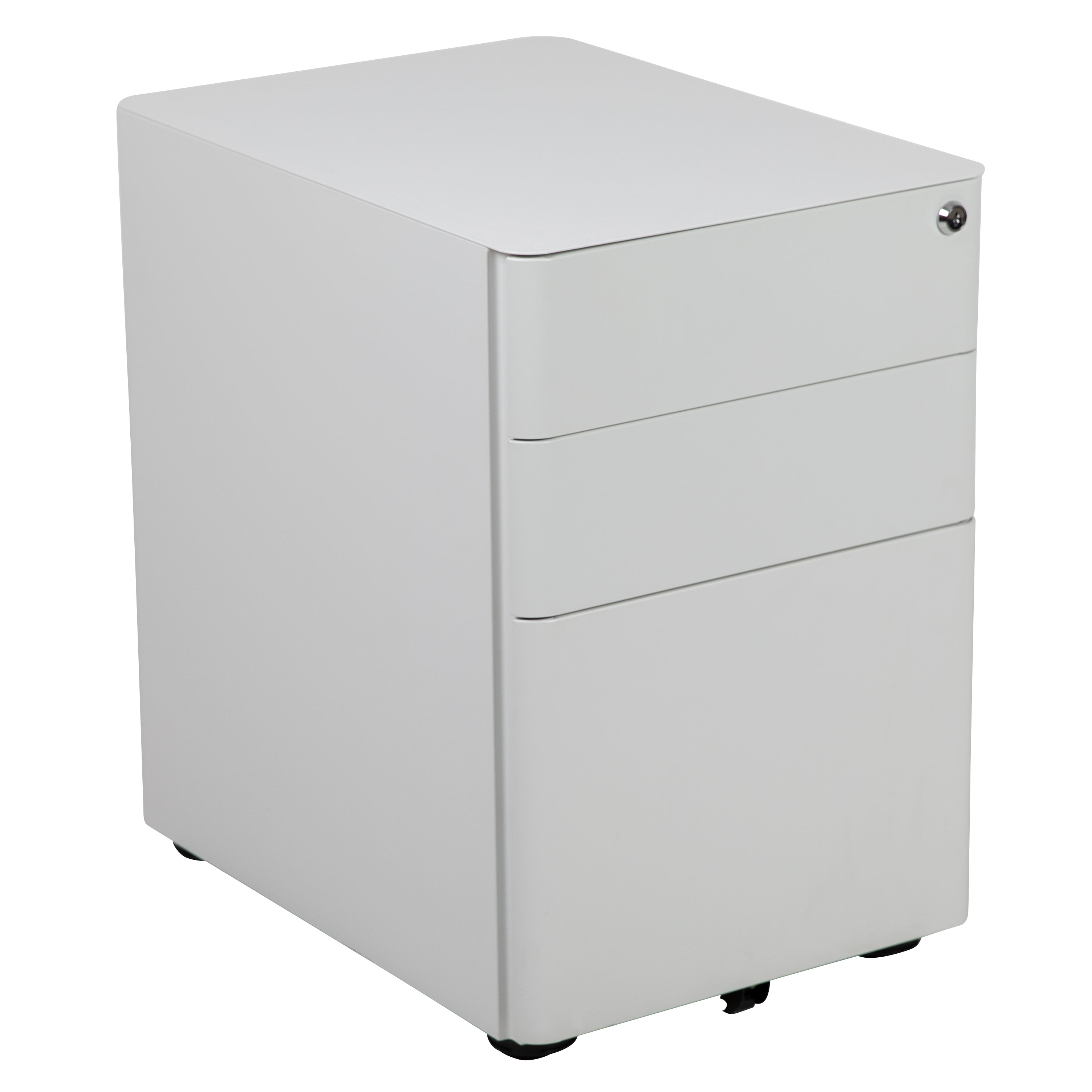 Modern 3-Drawer Mobile Locking Filing Cabinet with Anti-Tilt Mechanism and Hanging Drawer for Legal & Letter Files-Filing Cabinet-Flash Furniture-Wall2Wall Furnishings
