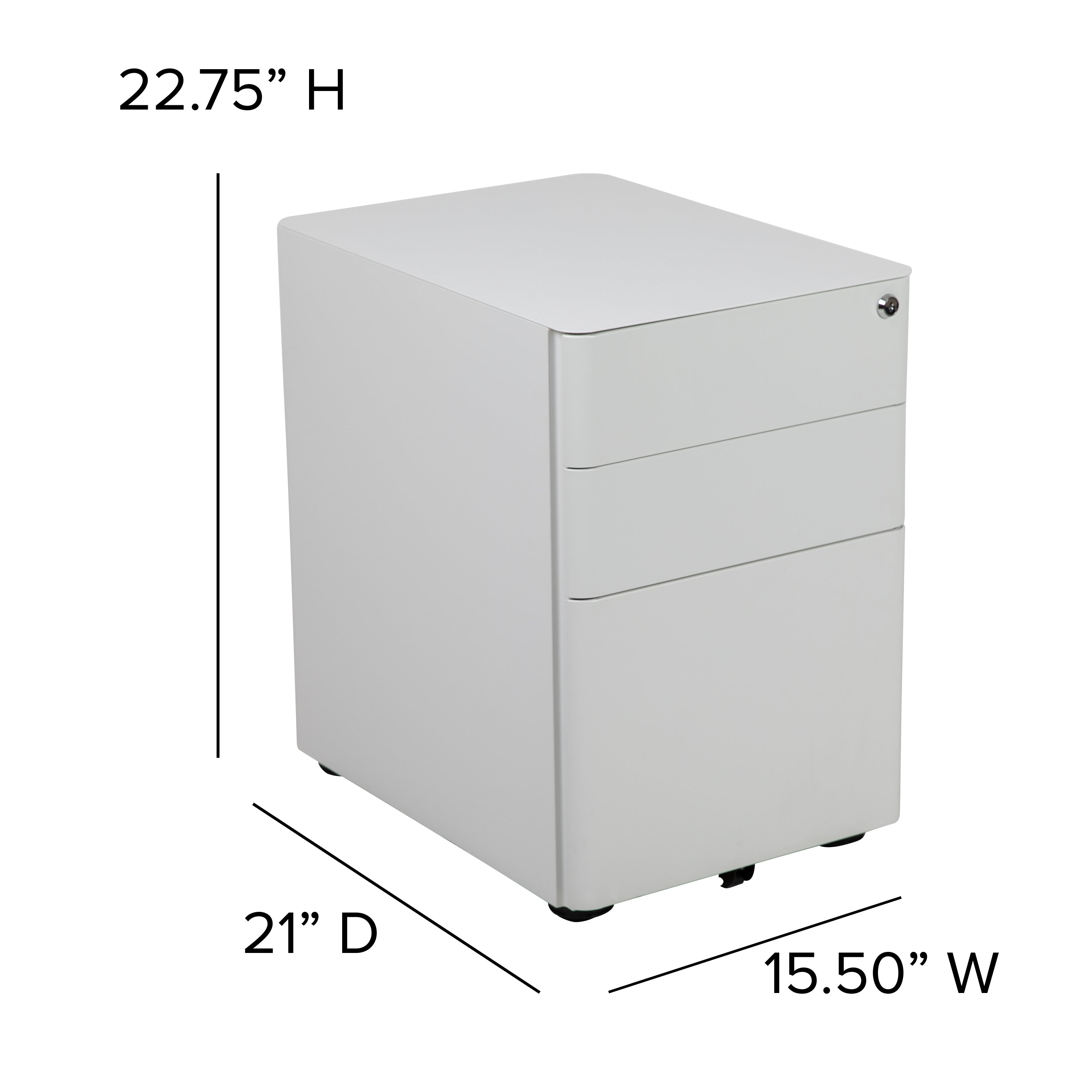 Modern 3-Drawer Mobile Locking Filing Cabinet with Anti-Tilt Mechanism and Hanging Drawer for Legal & Letter Files