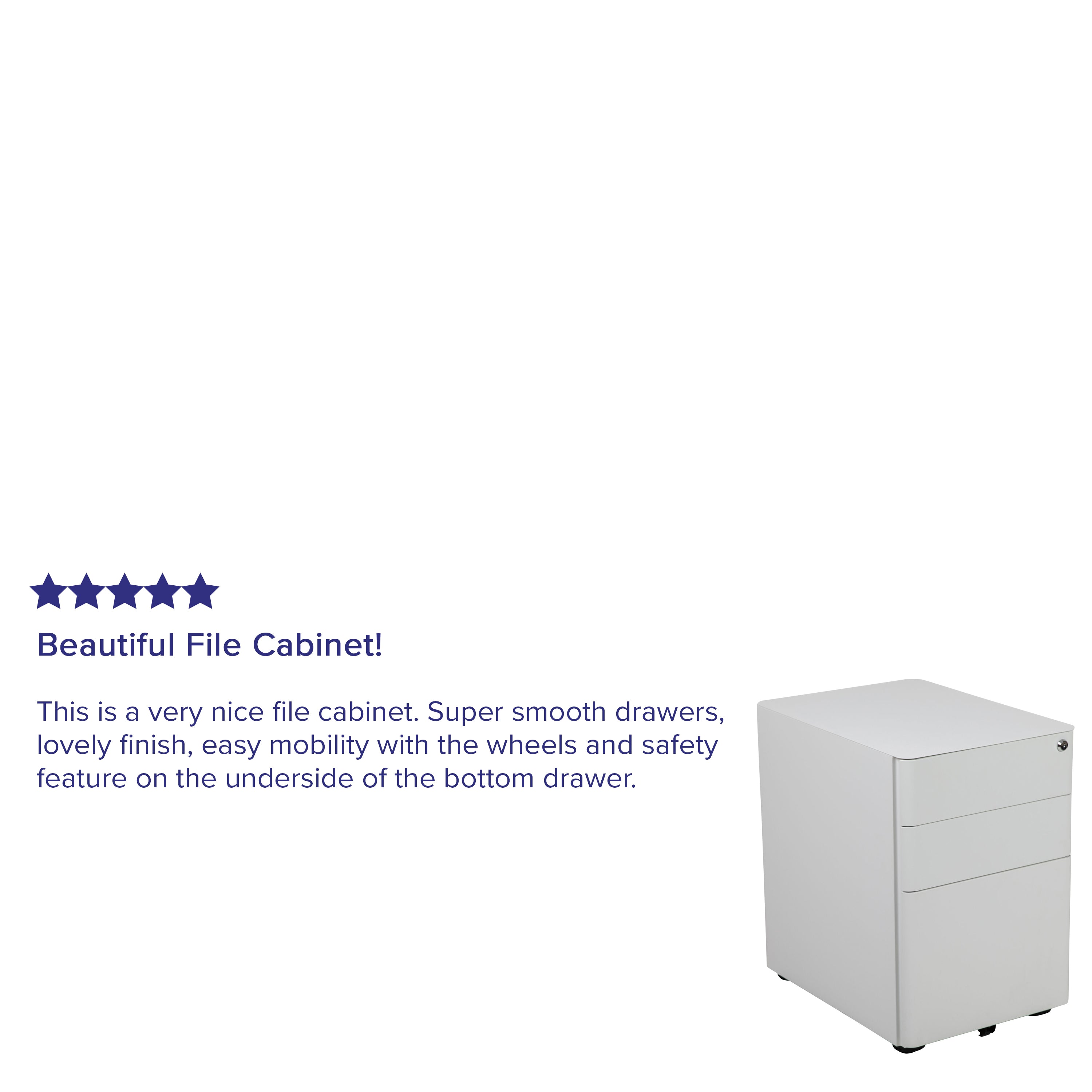 Modern 3-Drawer Mobile Locking Filing Cabinet with Anti-Tilt Mechanism and Hanging Drawer for Legal & Letter Files