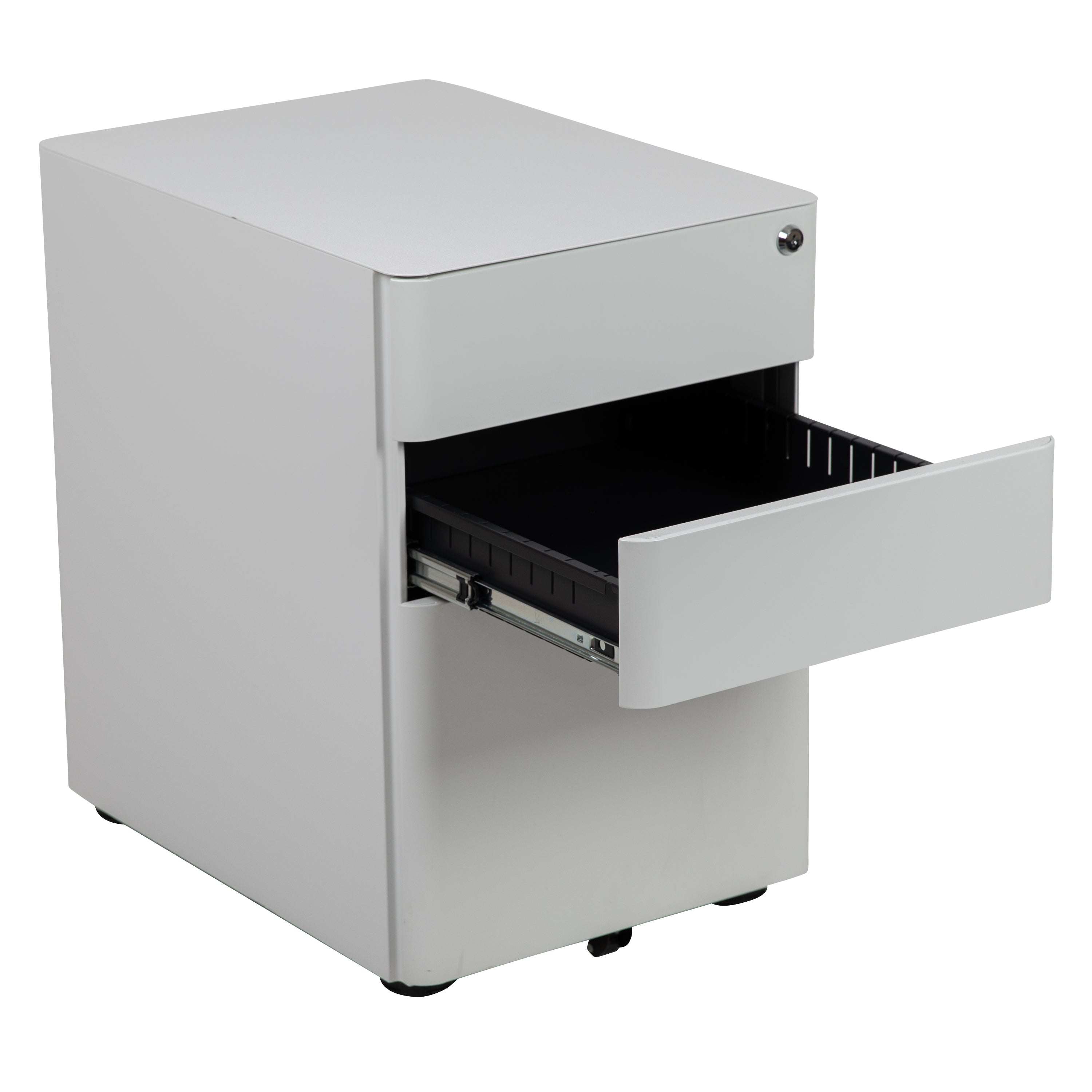 Modern 3-Drawer Mobile Locking Filing Cabinet with Anti-Tilt Mechanism and Hanging Drawer for Legal & Letter Files
