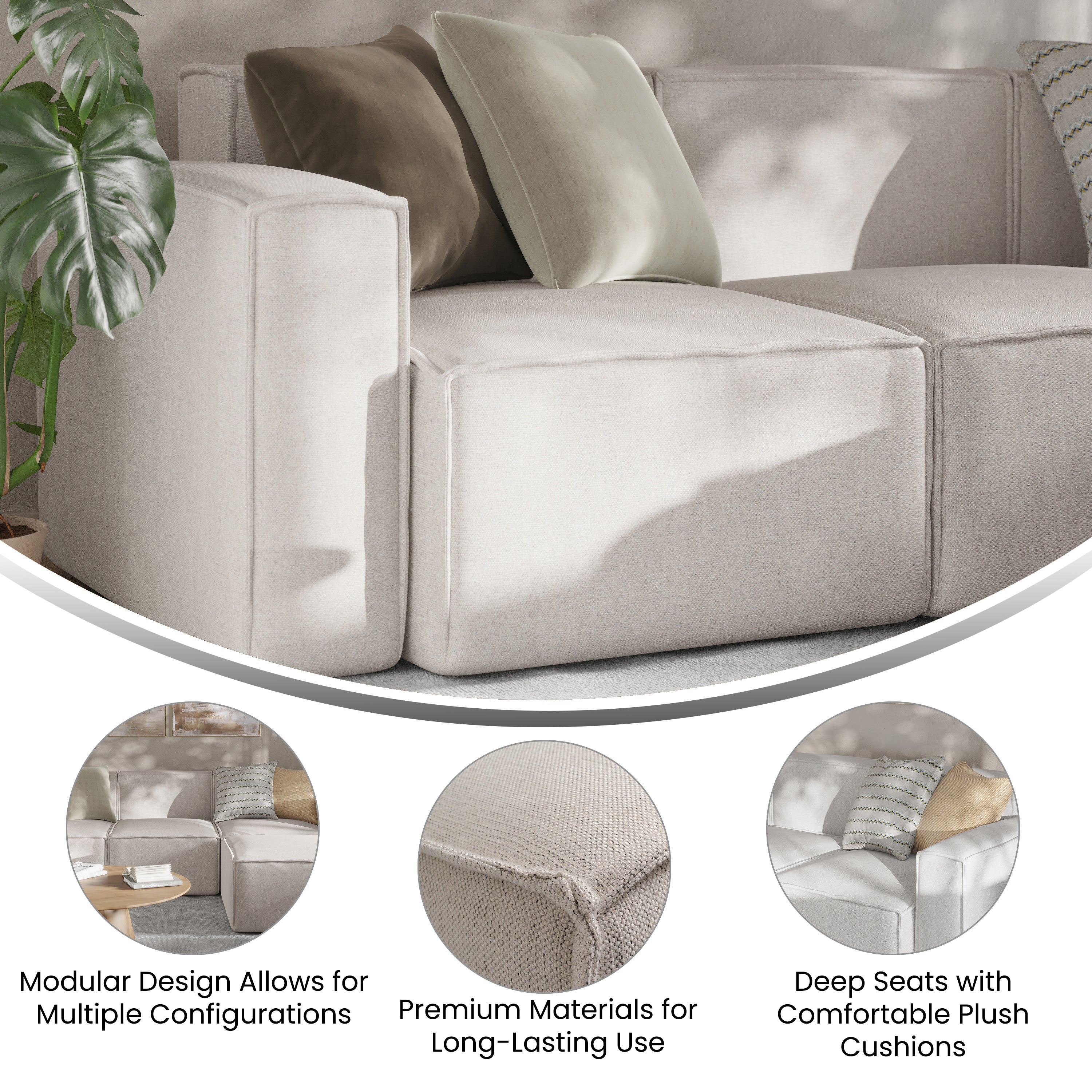 Bridgetown Luxury Modular Sectional Sofa Left Side with Arm Rest