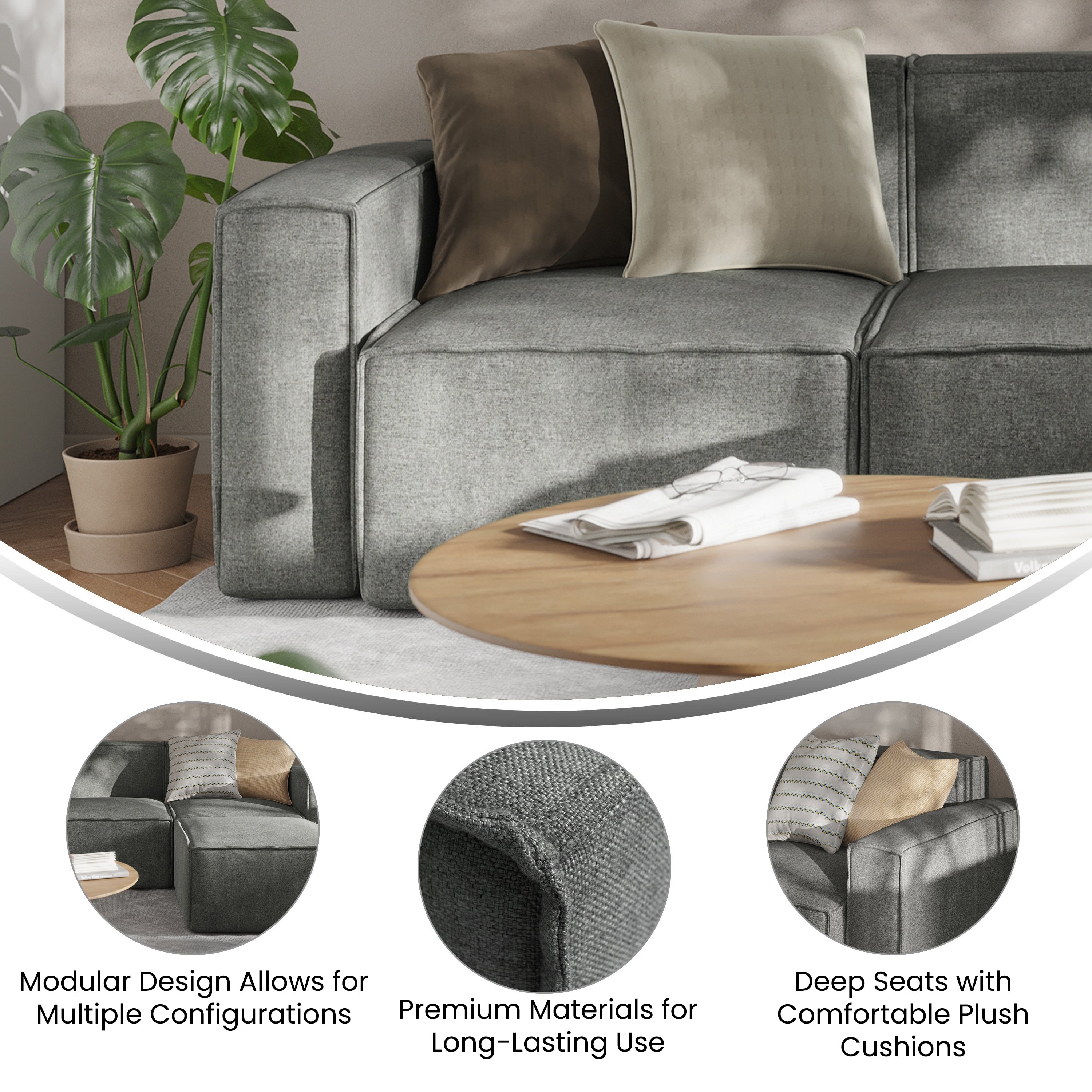 Bridgetown Luxury Modular Sectional Sofa Left Side with Arm Rest