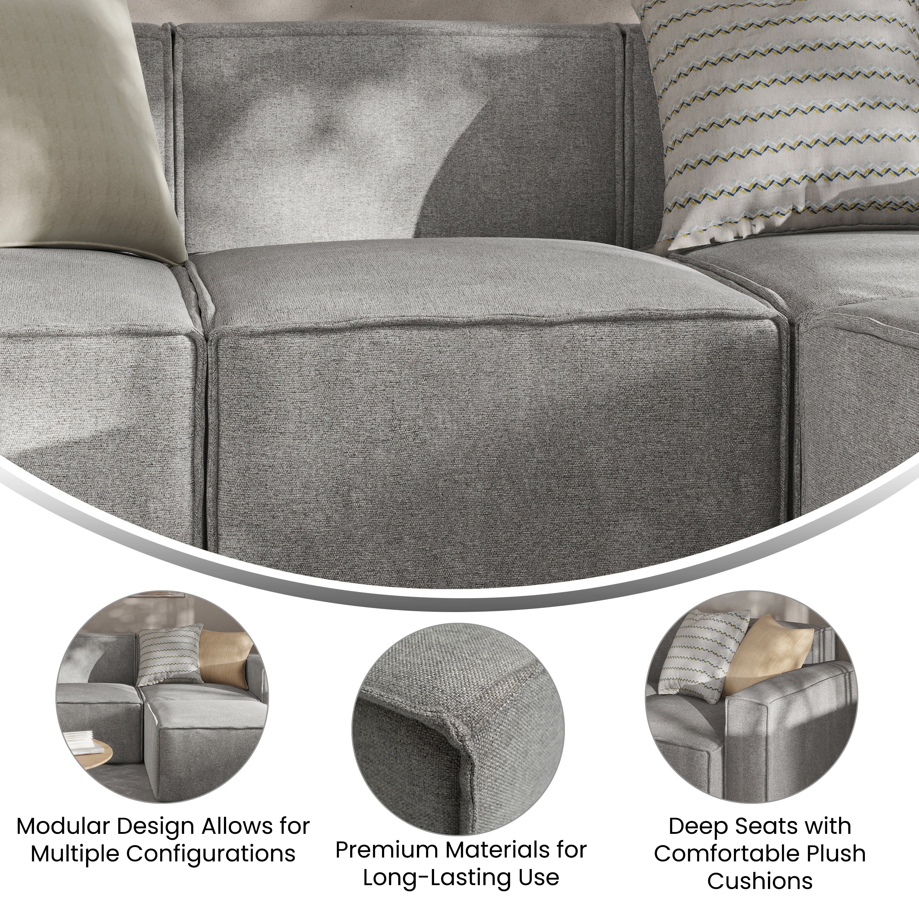 Bridgetown Luxury Modular Sectional Sofa Armless Center Seat