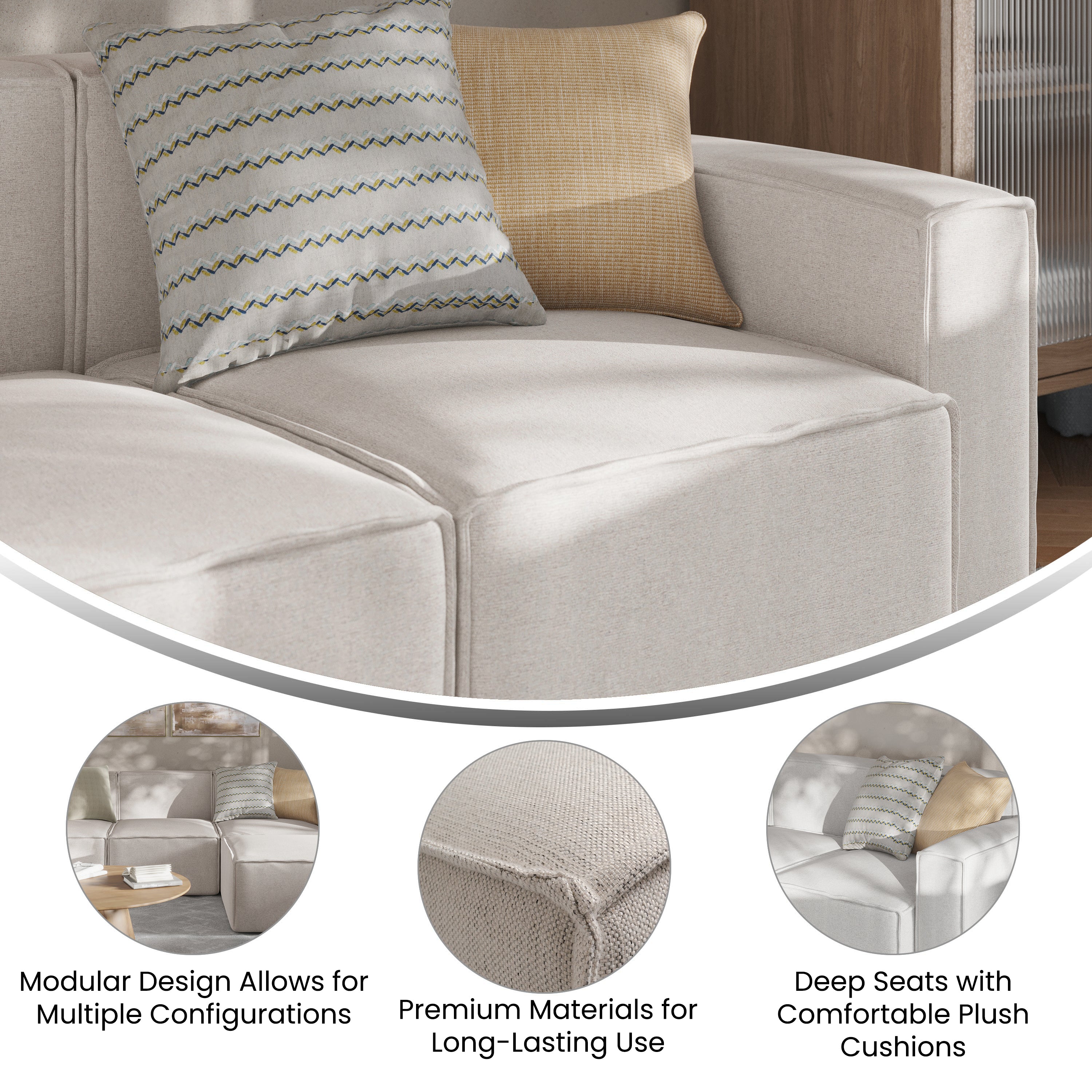 Bridgetown Luxury Modular Sectional Sofa Right Side with Arm Rest