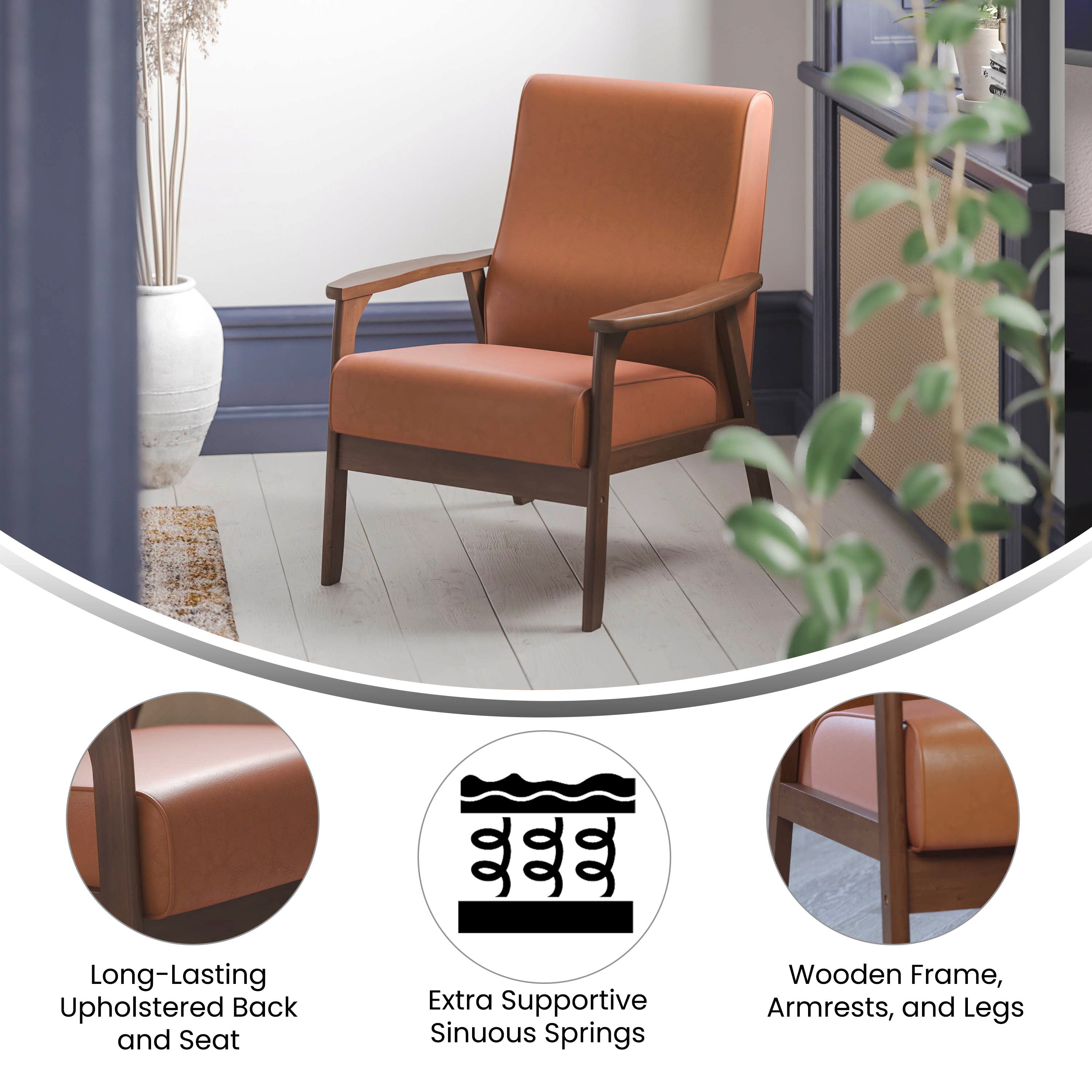 Langston Commercial Grade Upholstered Mid Century Modern Arm Chair with Wooden Frame and Arms-Chair-Flash Furniture-Wall2Wall Furnishings