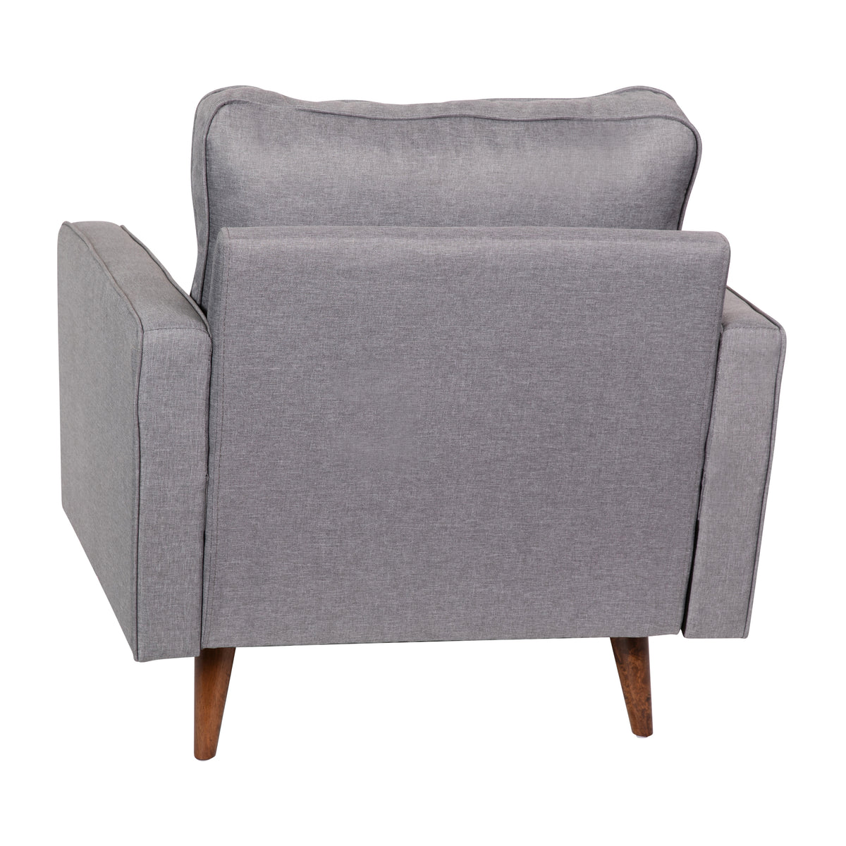 Hudson Mid-Century Modern Commercial Grade Armchair with Tufted Faux Linen Upholstery & Solid Wood Legs