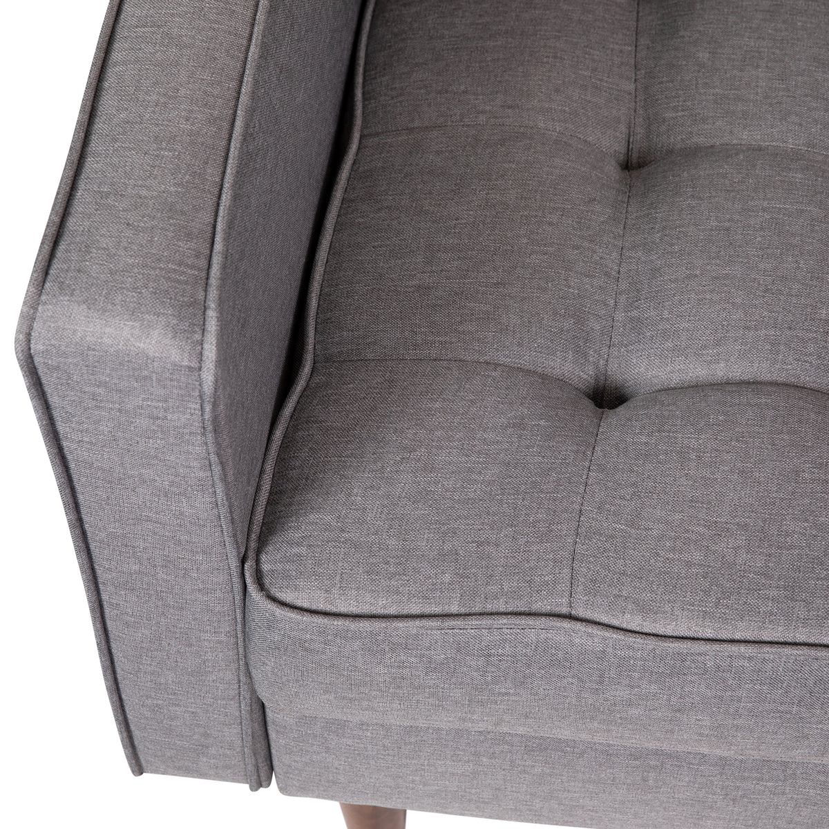 Hudson Mid-Century Modern Commercial Grade Armchair with Tufted Faux Linen Upholstery & Solid Wood Legs