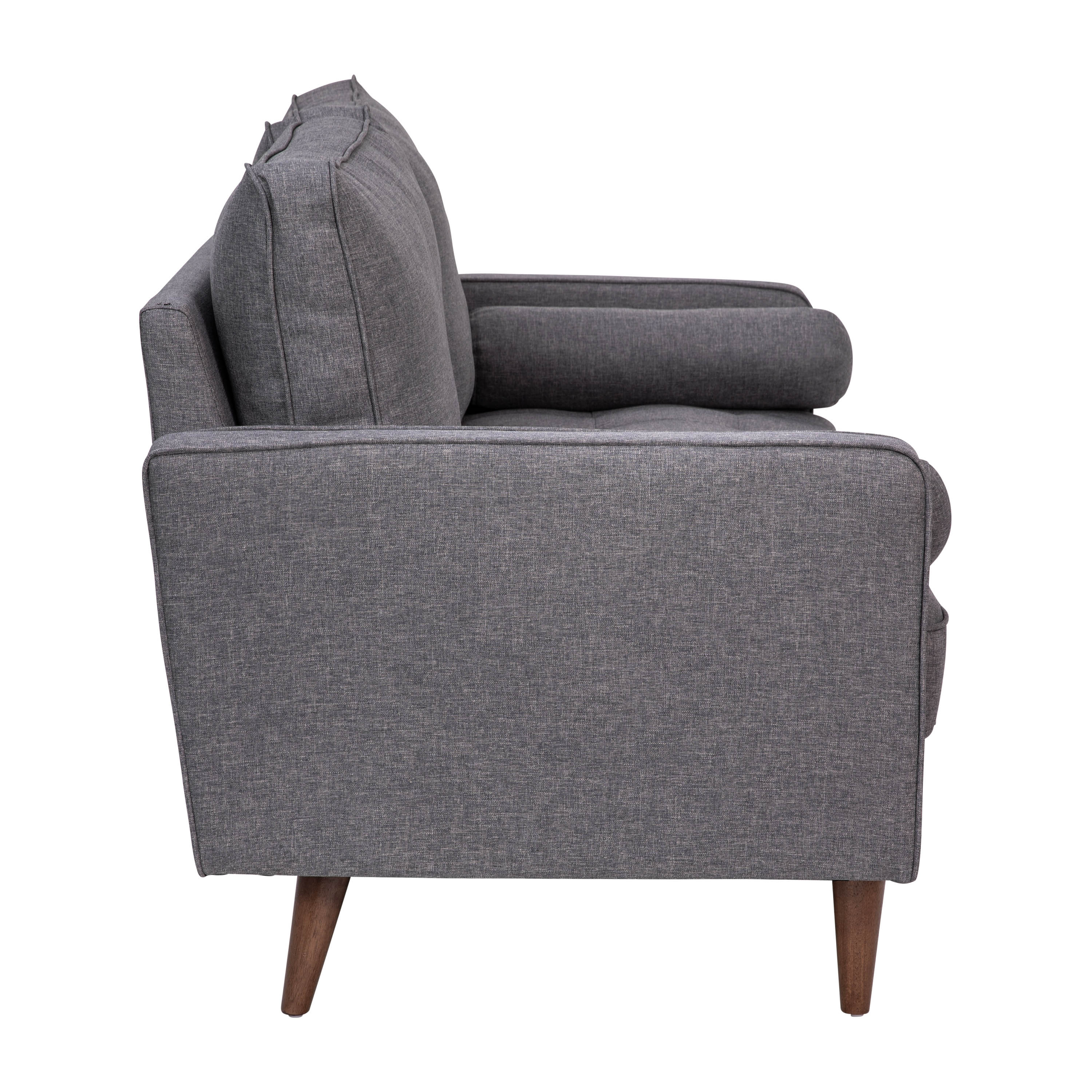 Hudson Mid-Century Modern Loveseat Sofa with Tufted Upholstery & Solid Wood Legs