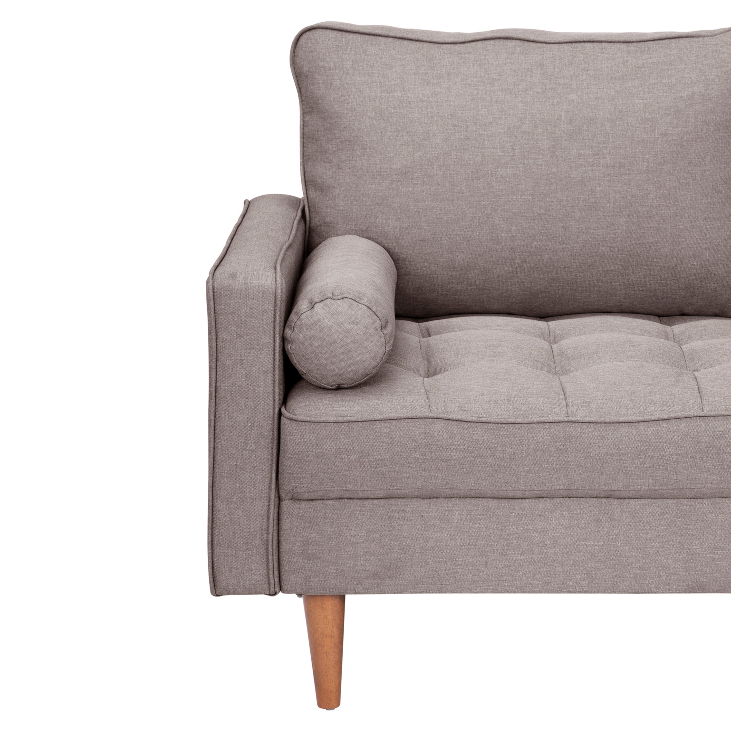 Hudson Mid-Century Modern Loveseat Sofa with Tufted Upholstery & Solid Wood Legs
