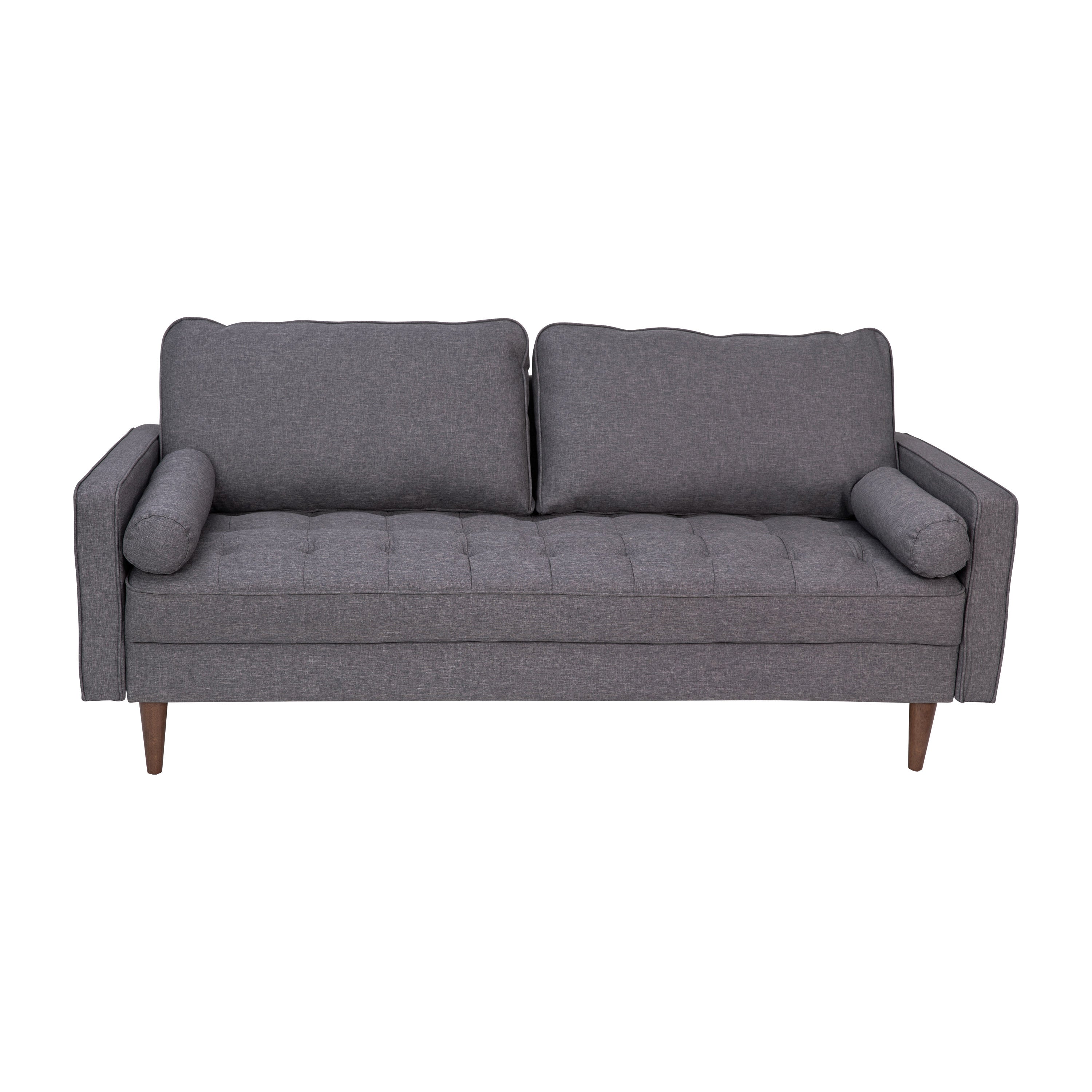 Hudson Mid-Century Modern Sofa with Tufted Upholstery & Solid Wood Legs-Sofa-Flash Furniture-Wall2Wall Furnishings