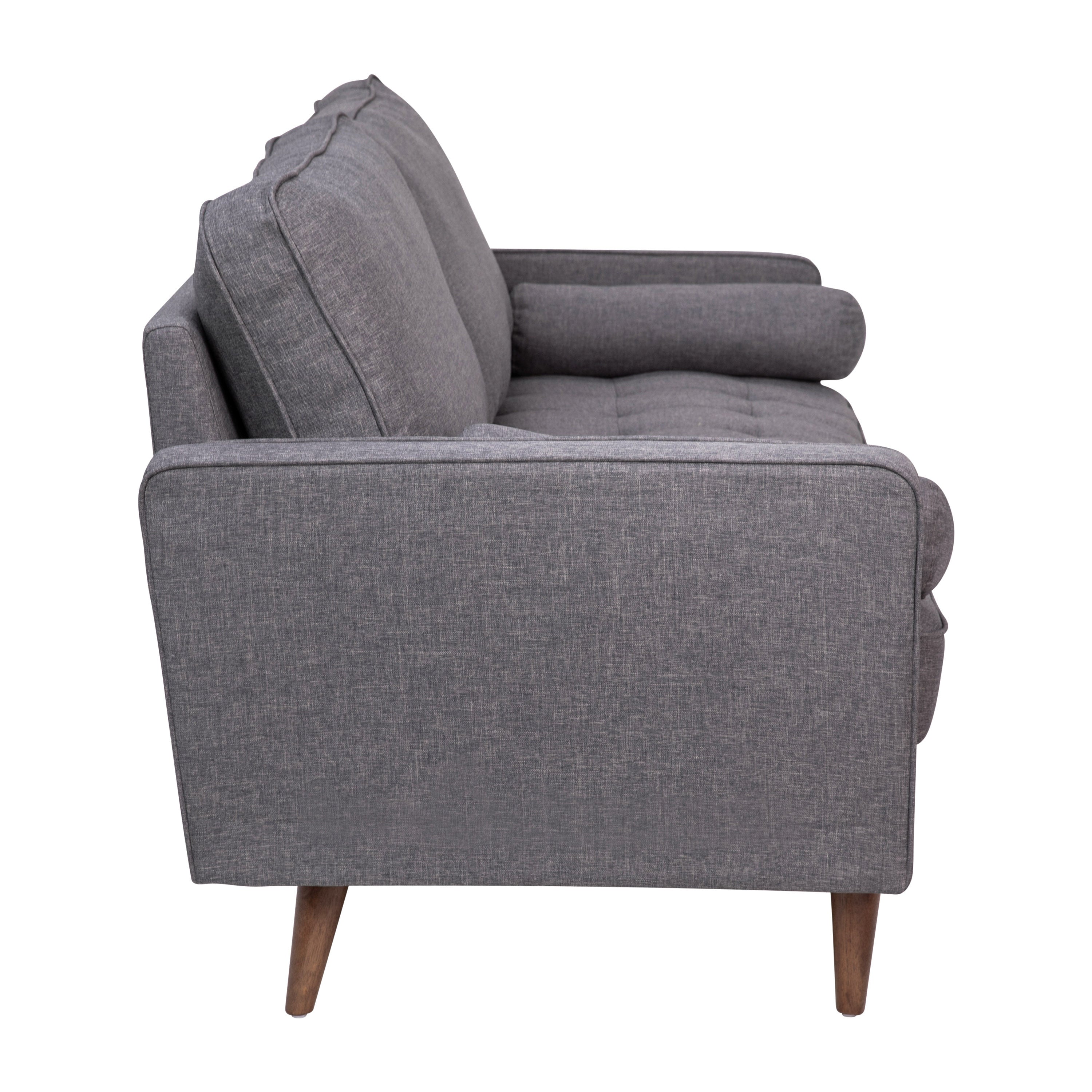 Hudson Mid-Century Modern Sofa with Tufted Upholstery & Solid Wood Legs