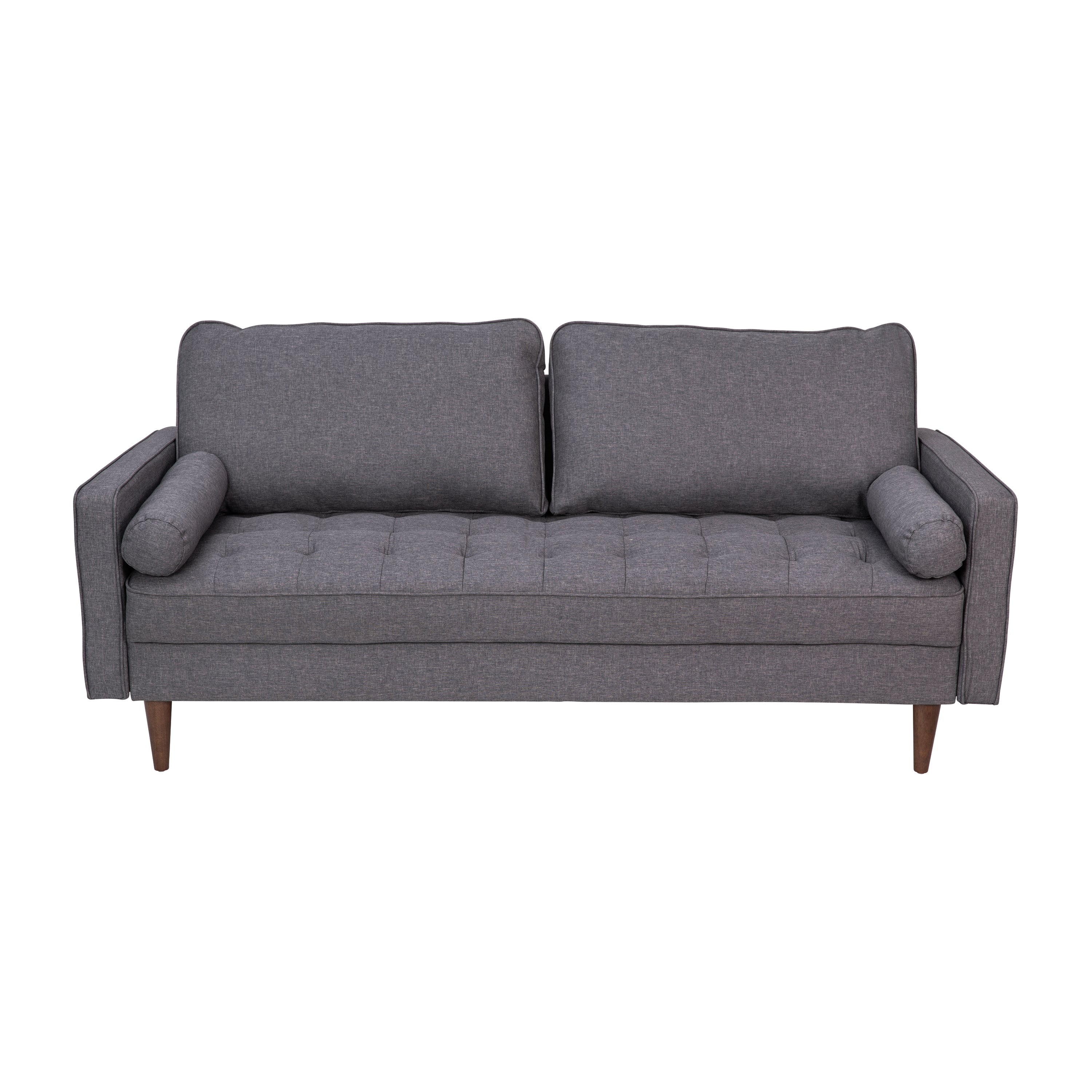 Hudson Mid-Century Modern Sofa with Tufted Upholstery & Solid Wood Legs-Sofa-Flash Furniture-Wall2Wall Furnishings