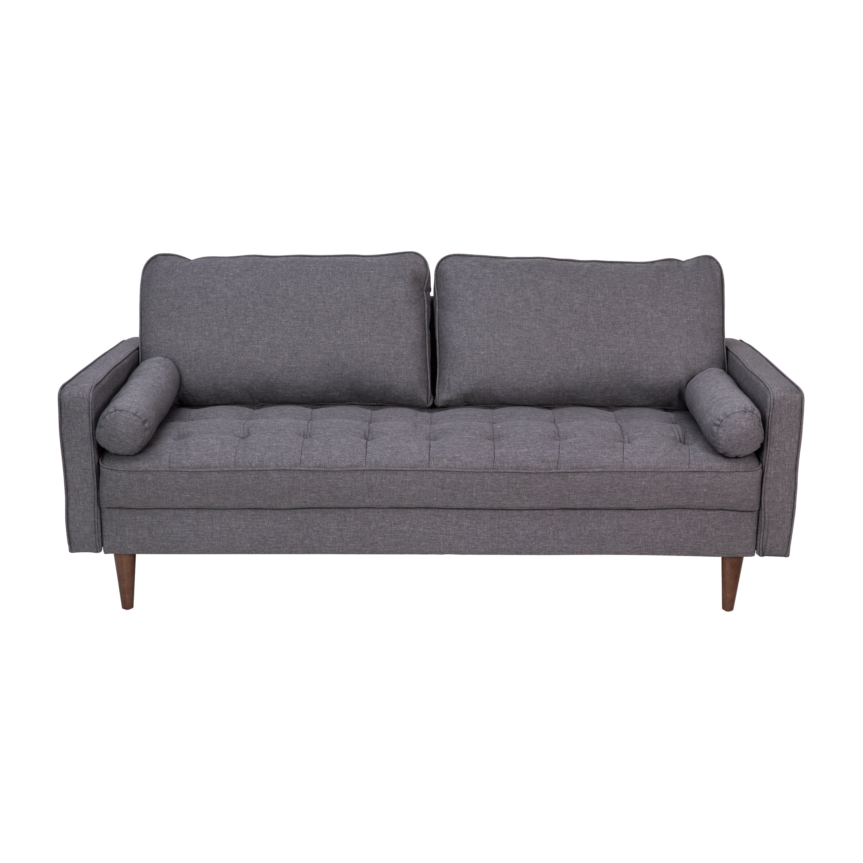 Hudson Mid-Century Modern Sofa with Tufted Upholstery & Solid Wood Legs