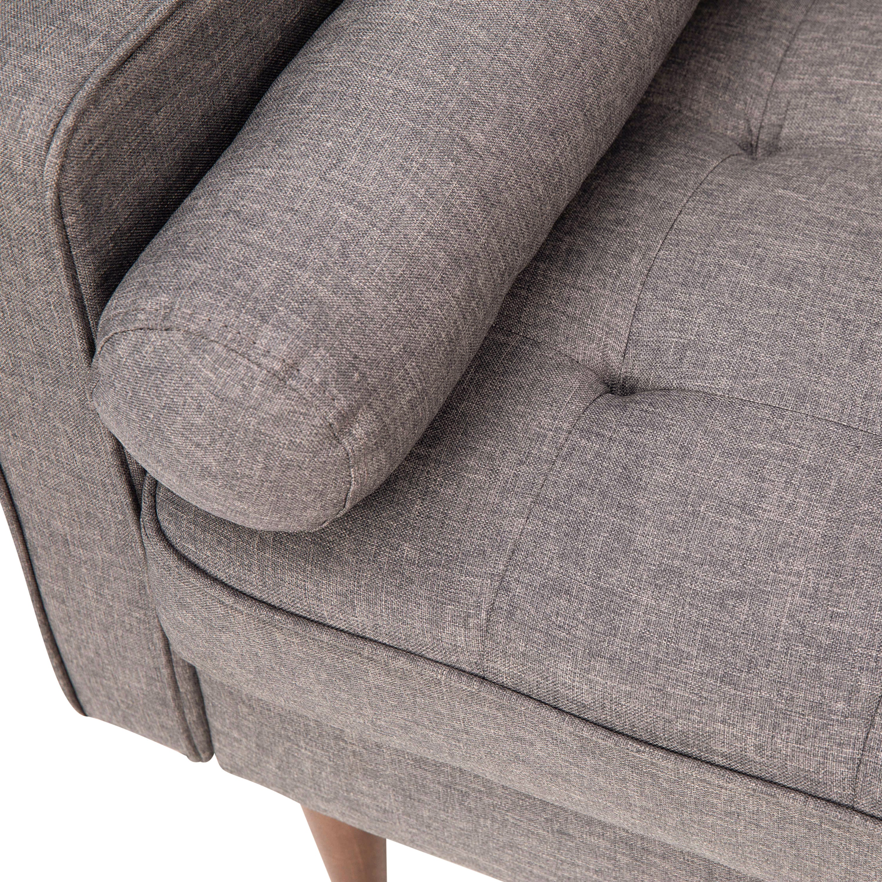 Hudson Mid-Century Modern Sofa with Tufted Upholstery & Solid Wood Legs