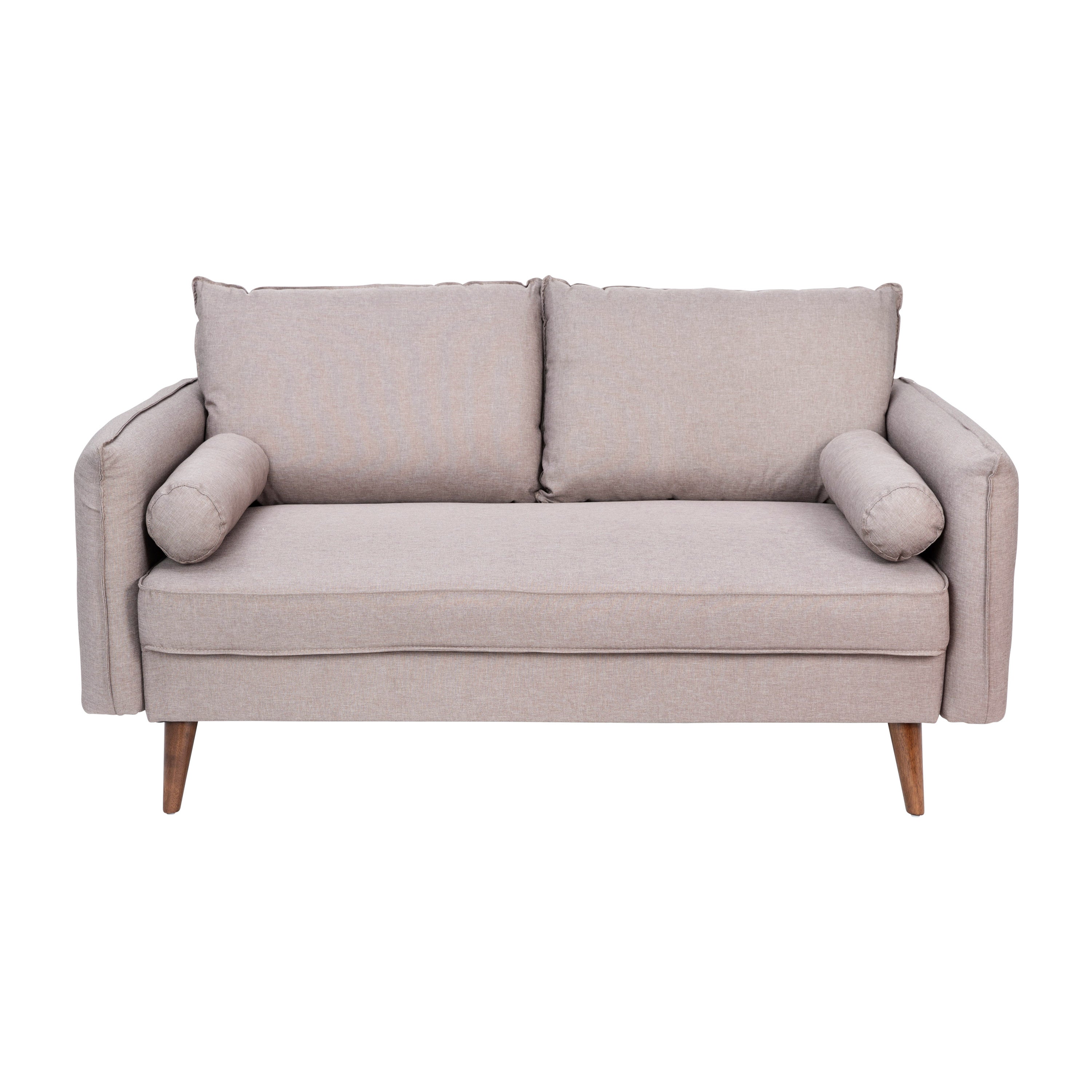 Evie Mid-Century Modern Loveseat Sofa with Fabric Upholstery & Solid Wood Legs-Loveseat-Flash Furniture-Wall2Wall Furnishings