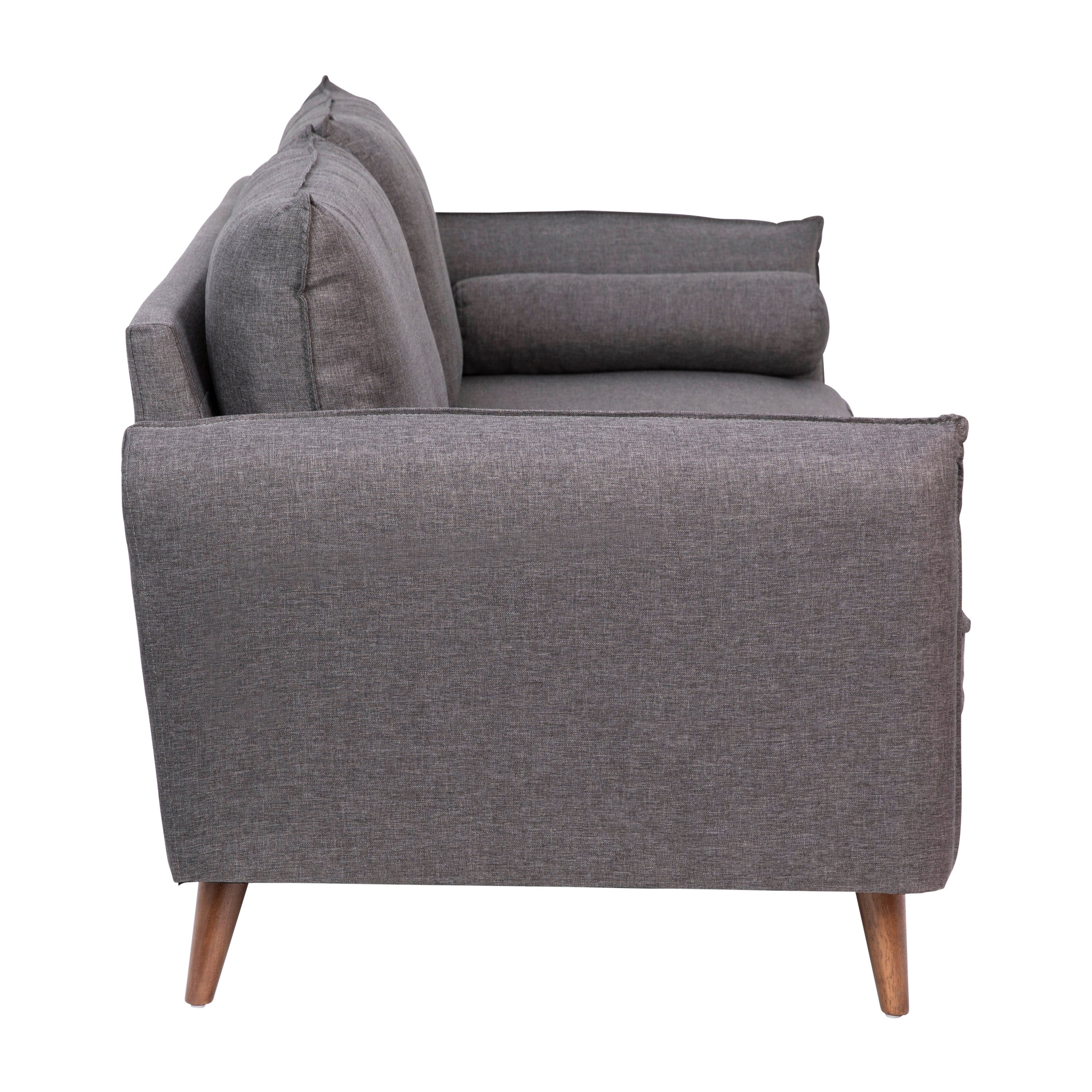 Evie Mid-Century Modern Sofa with Fabric Upholstery & Solid Wood Legs