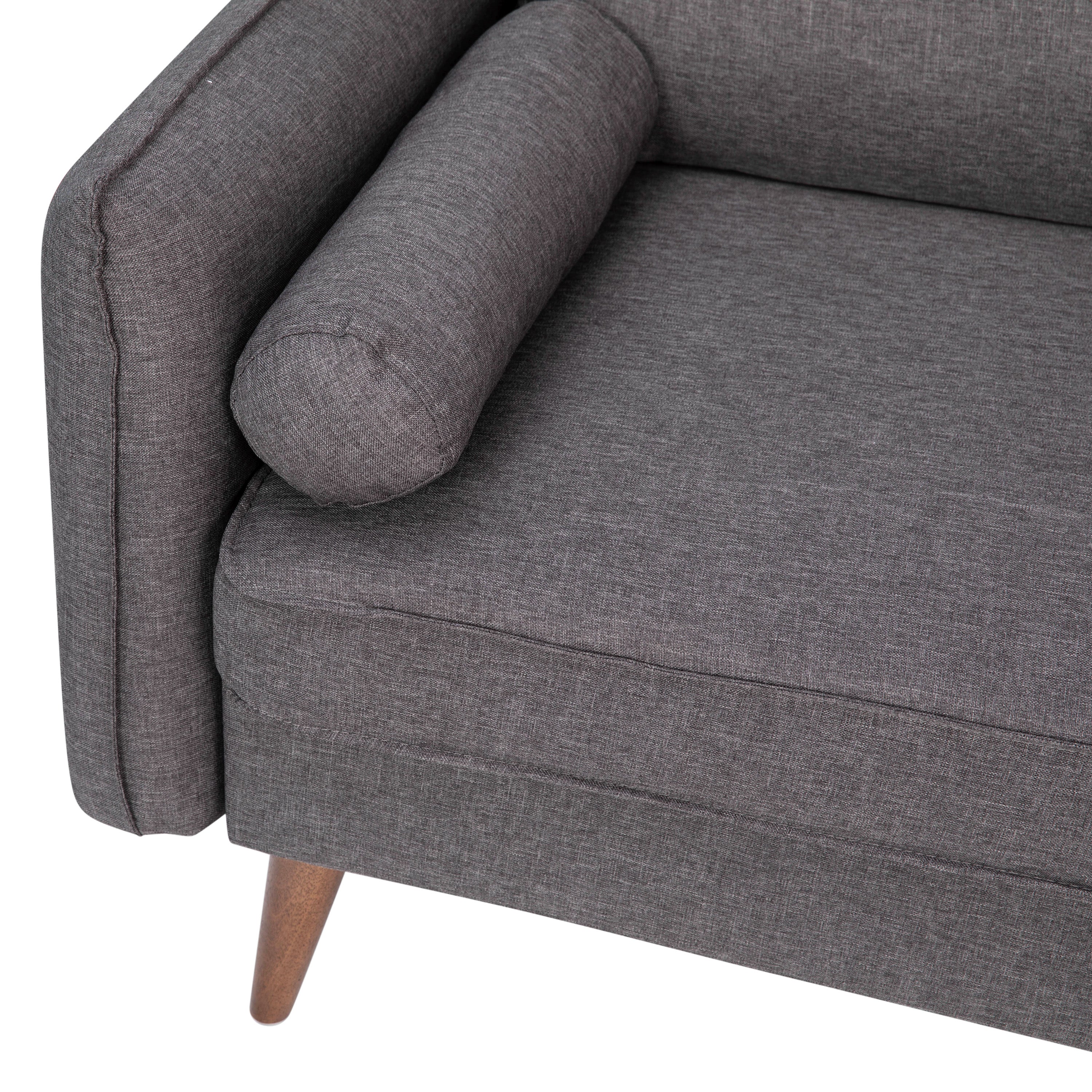 Evie Mid-Century Modern Sofa with Fabric Upholstery & Solid Wood Legs