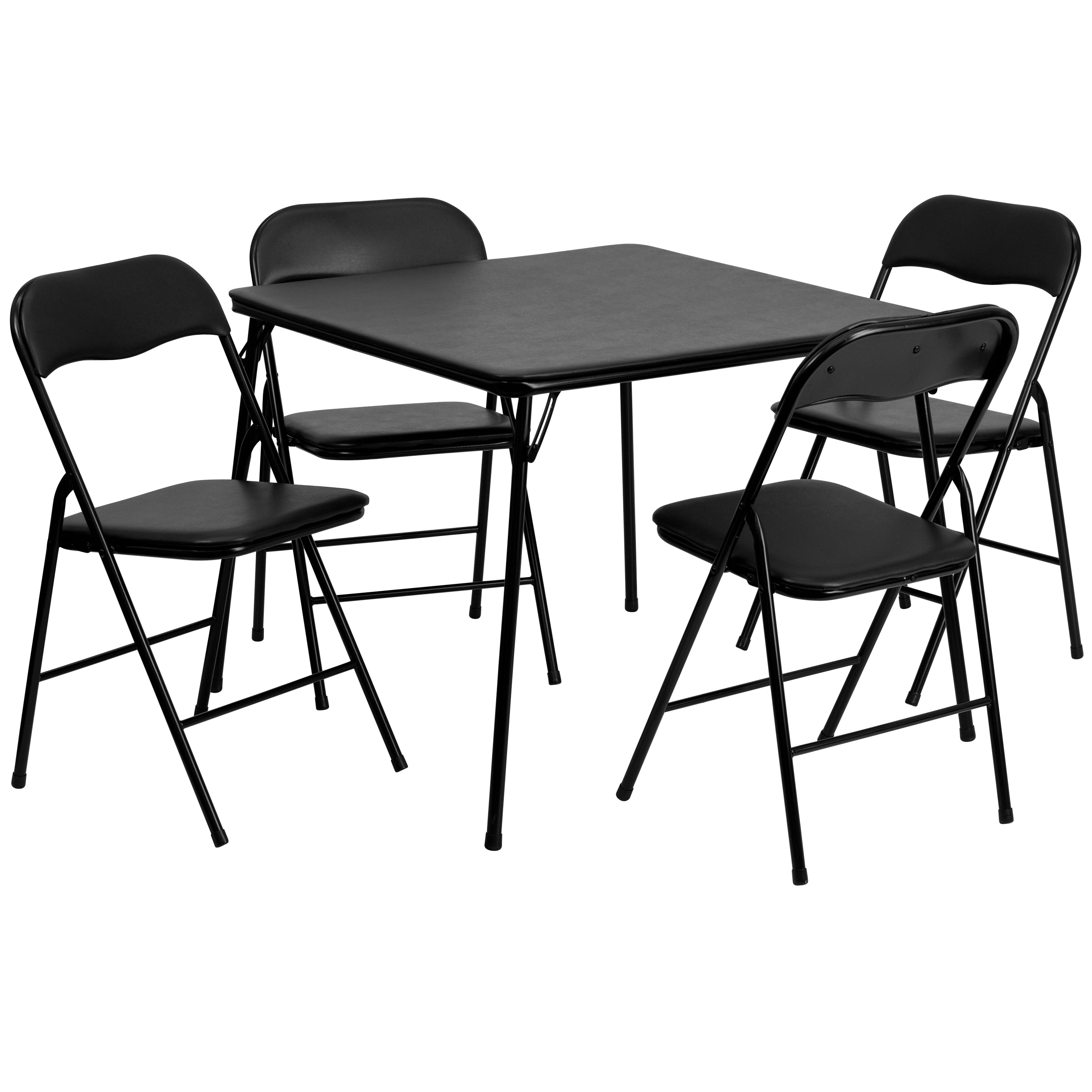 5 Piece Folding Card Table and Chair Set-Folding Game Table and Chair Set-Flash Furniture-Wall2Wall Furnishings