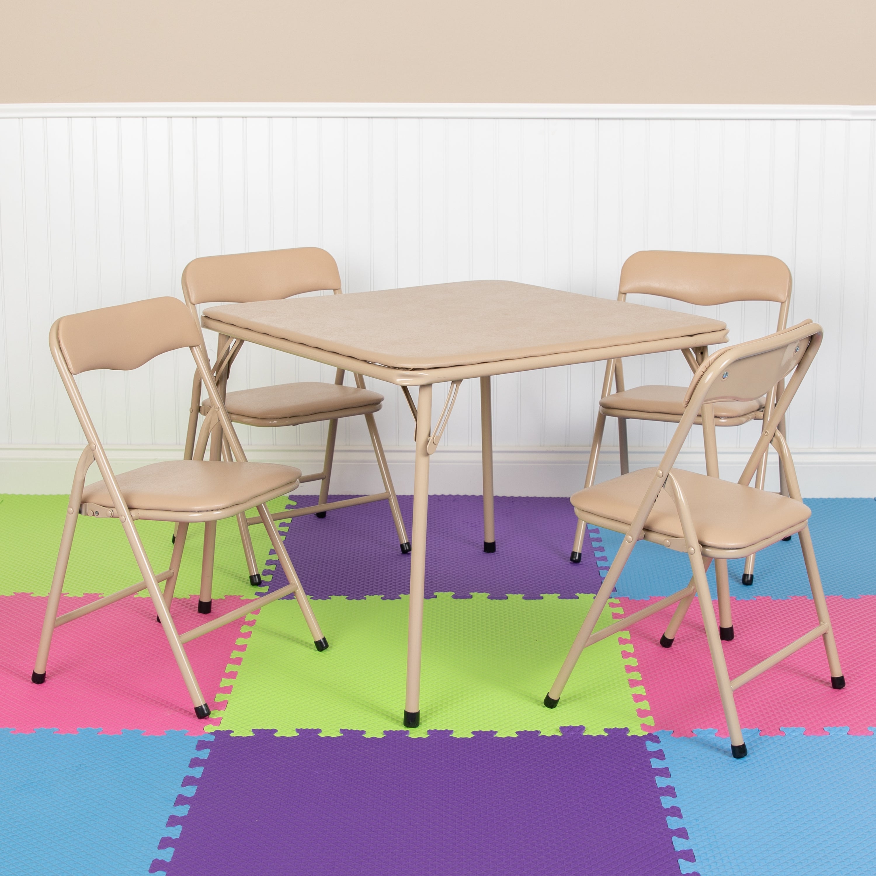 Kids Colorful 5 Piece Folding Table and Chair Set-Kids Game and Activity Table Set-Flash Furniture-Wall2Wall Furnishings