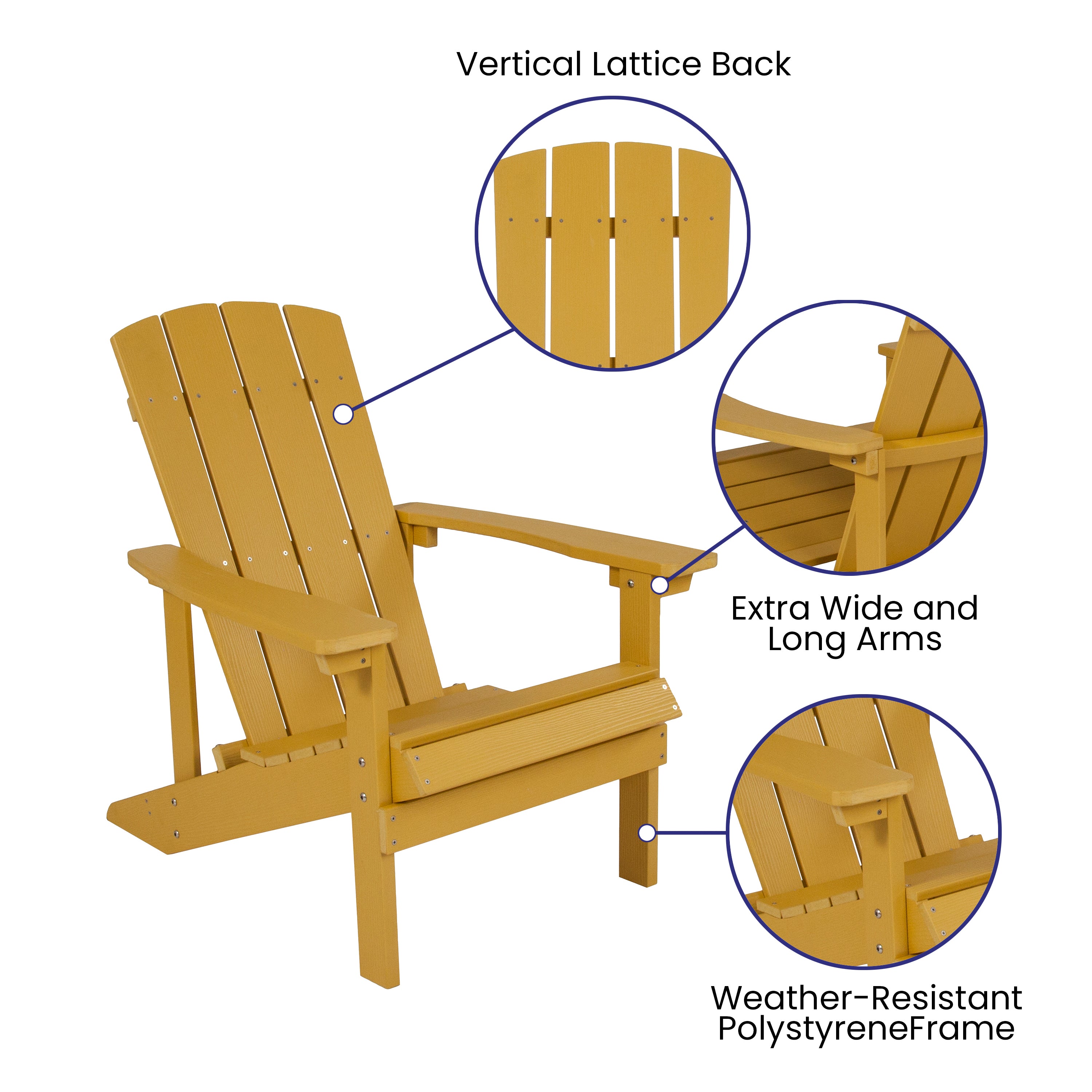 2 Pack Charlestown All-Weather Poly Resin Wood Adirondack Chairs with Side Table-Patio Bundle - Adirondack Chair and Side Table-Flash Furniture-Wall2Wall Furnishings