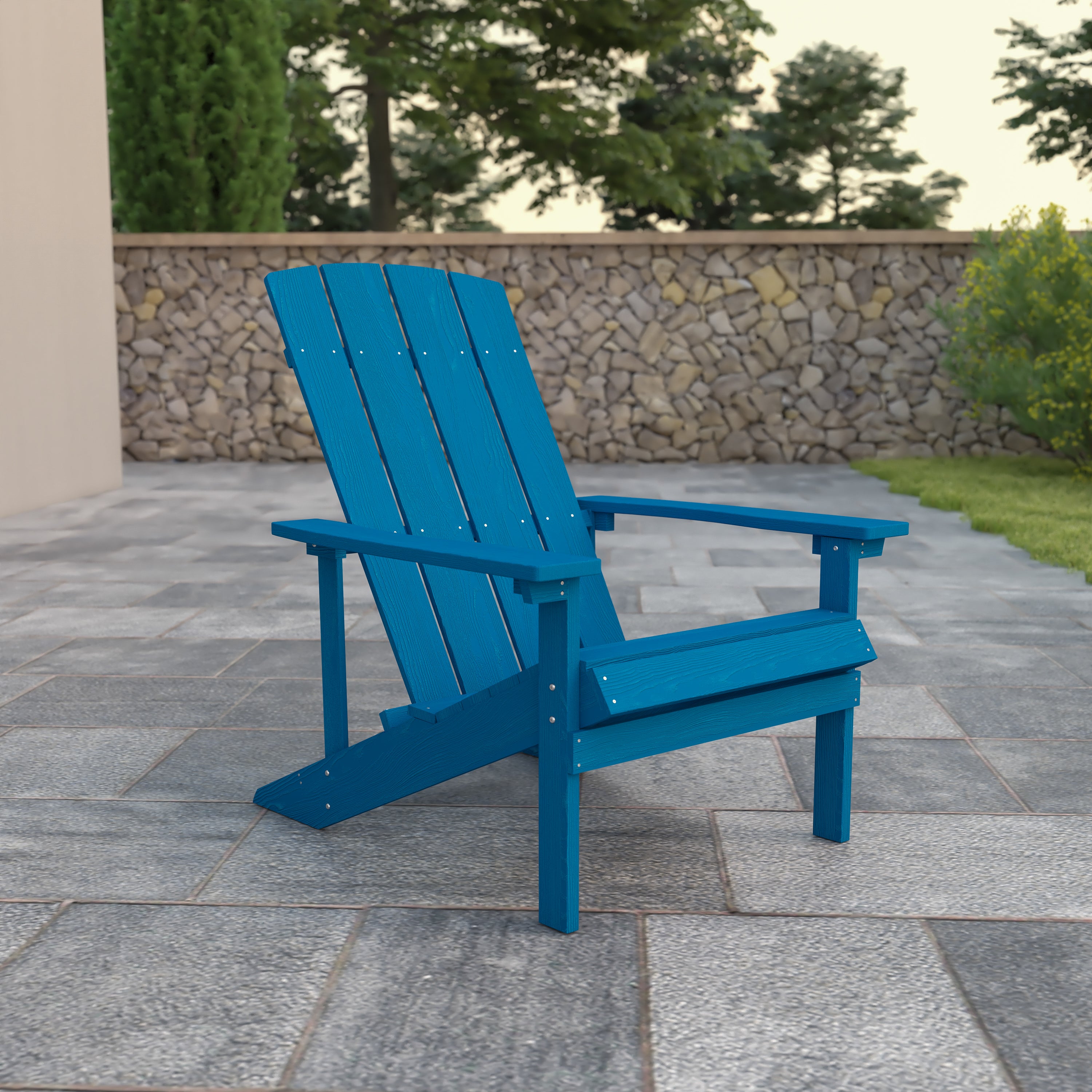Charlestown Commercial All-Weather Poly Resin Wood Adirondack Chair-Outdoor Chair-Flash Furniture-Wall2Wall Furnishings