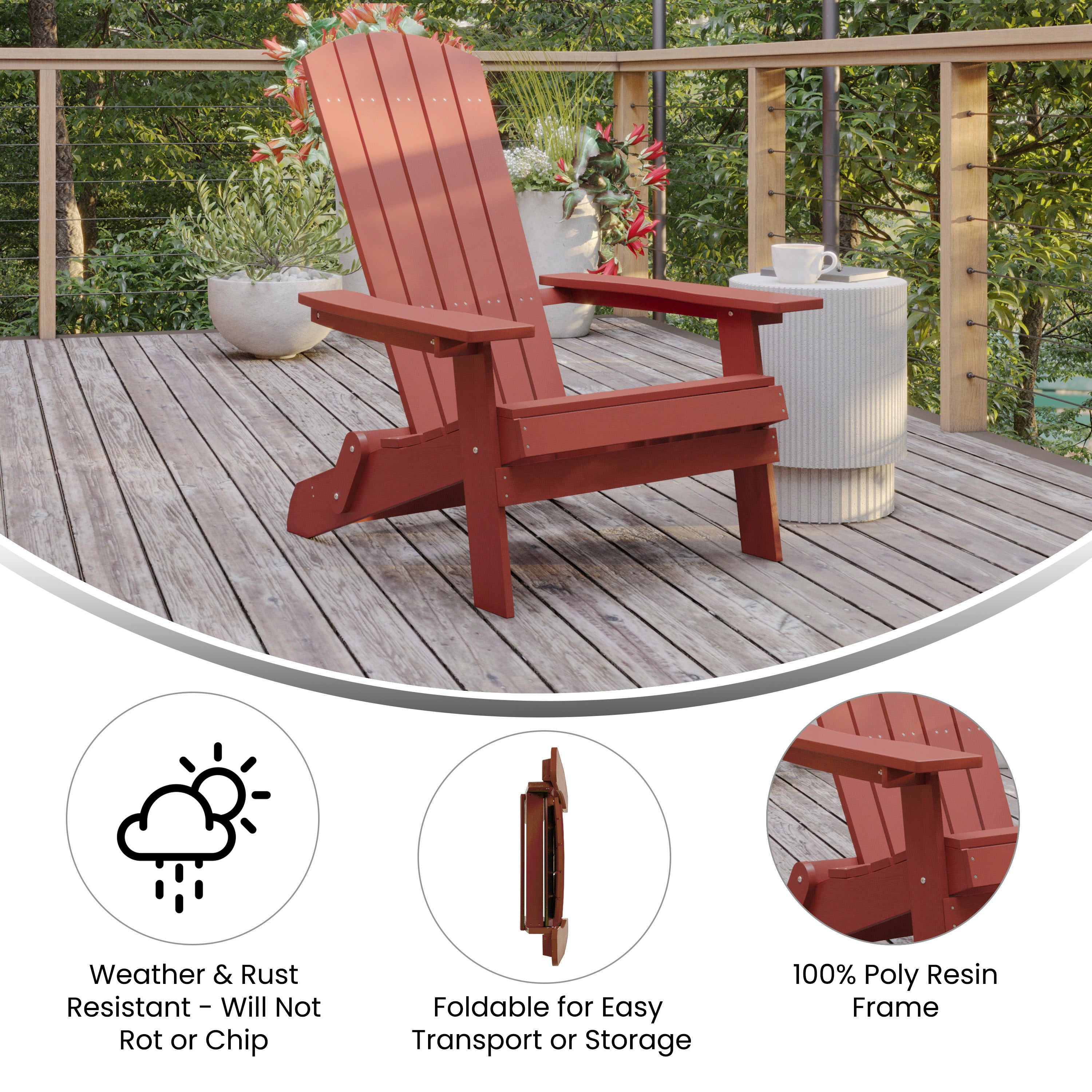 Charlestown All-Weather Poly Resin Indoor/Outdoor Folding Adirondack Chair-Adirondack Chair-Flash Furniture-Wall2Wall Furnishings