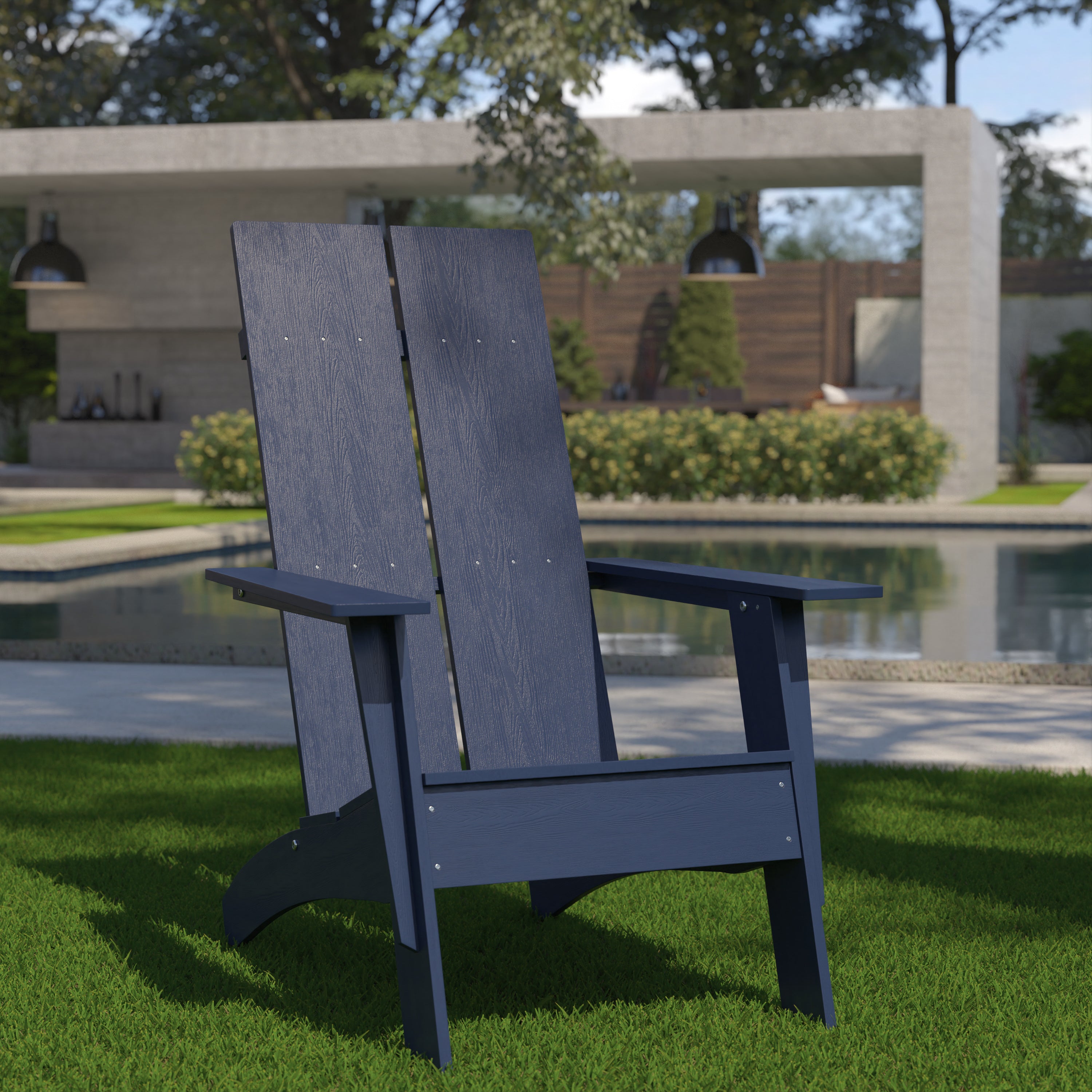 Sawyer Modern All-Weather Poly Resin Wood Adirondack Chair-Outdoor Chair-Flash Furniture-Wall2Wall Furnishings
