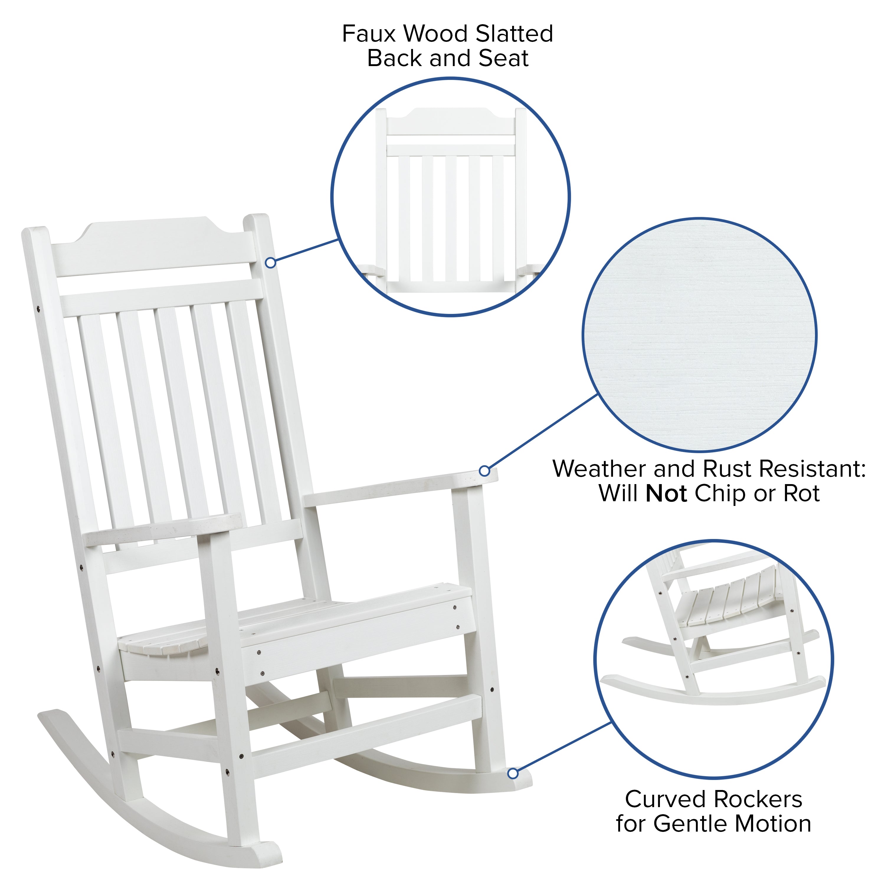 Set of 2 Winston All-Weather Poly Resin Rocking Chairs with Accent Side Table-Outdoor Rocking Chair-Flash Furniture-Wall2Wall Furnishings