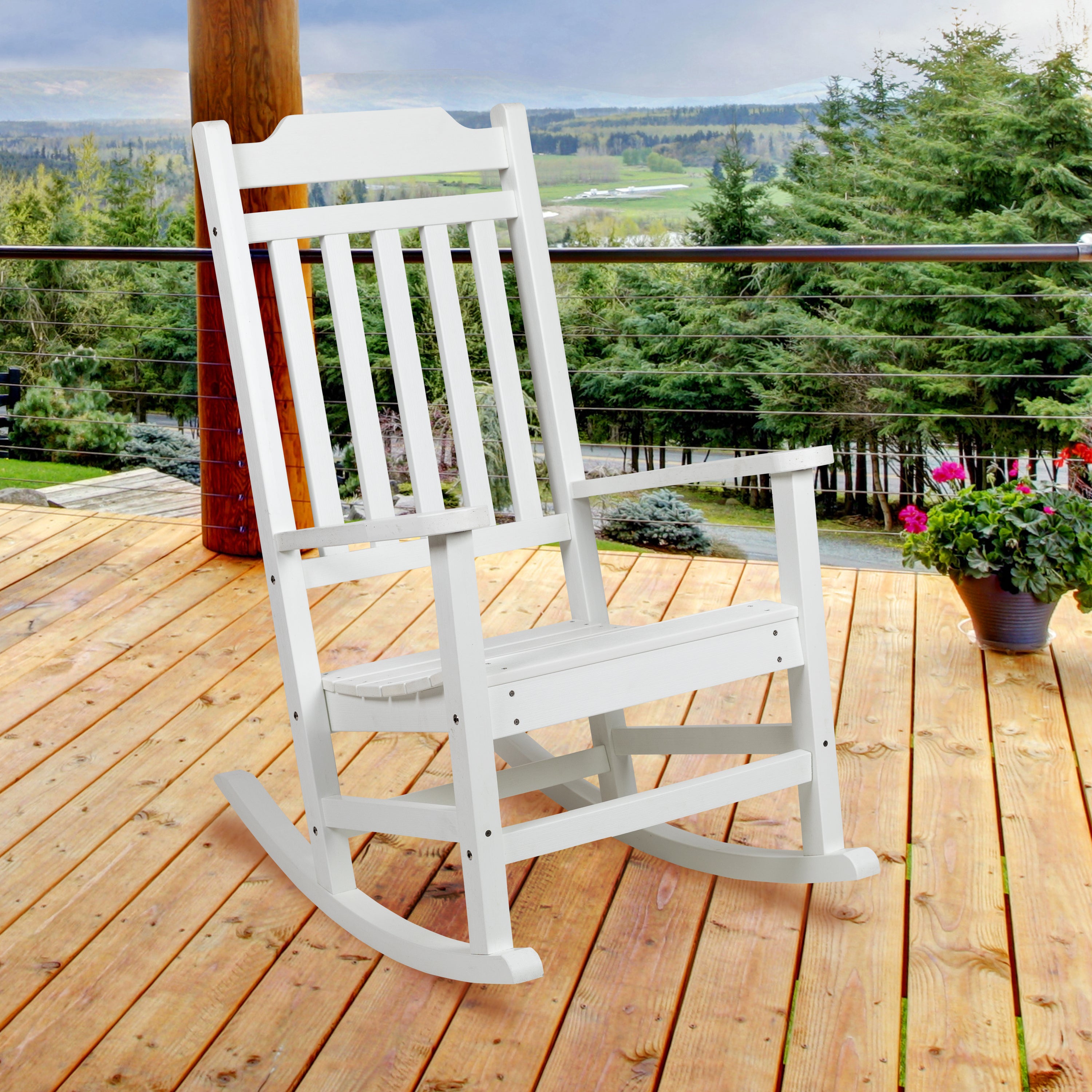 Winston All-Weather Poly Resin Wood Rocking Chair-Outdoor Rocking Chair-Flash Furniture-Wall2Wall Furnishings