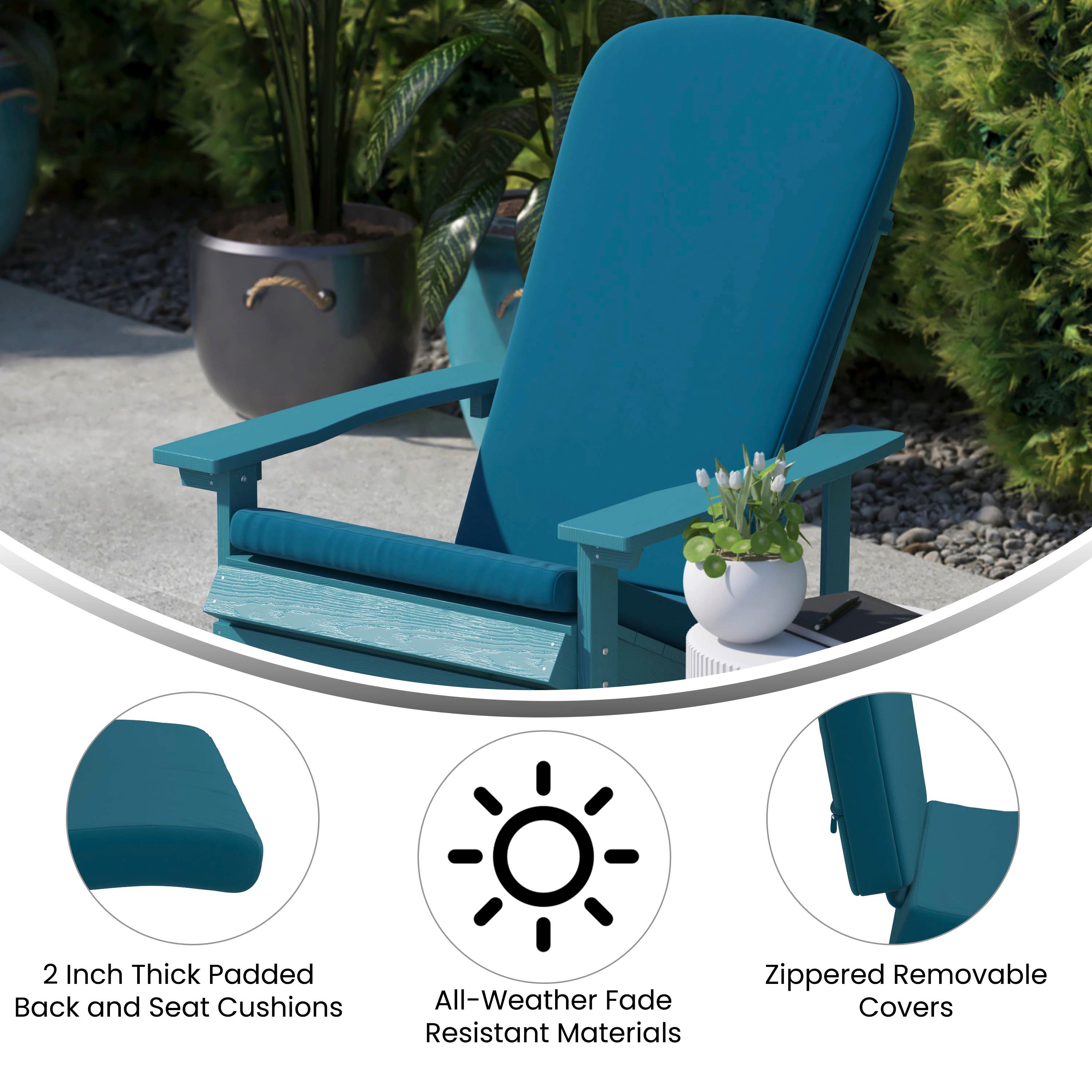 Charlestown Set of 2 All Weather Indoor/Outdoor High Back Adirondack Chair Cushions, Patio Furniture Replacement Cushions-Adirondack Cushion-Flash Furniture-Wall2Wall Furnishings