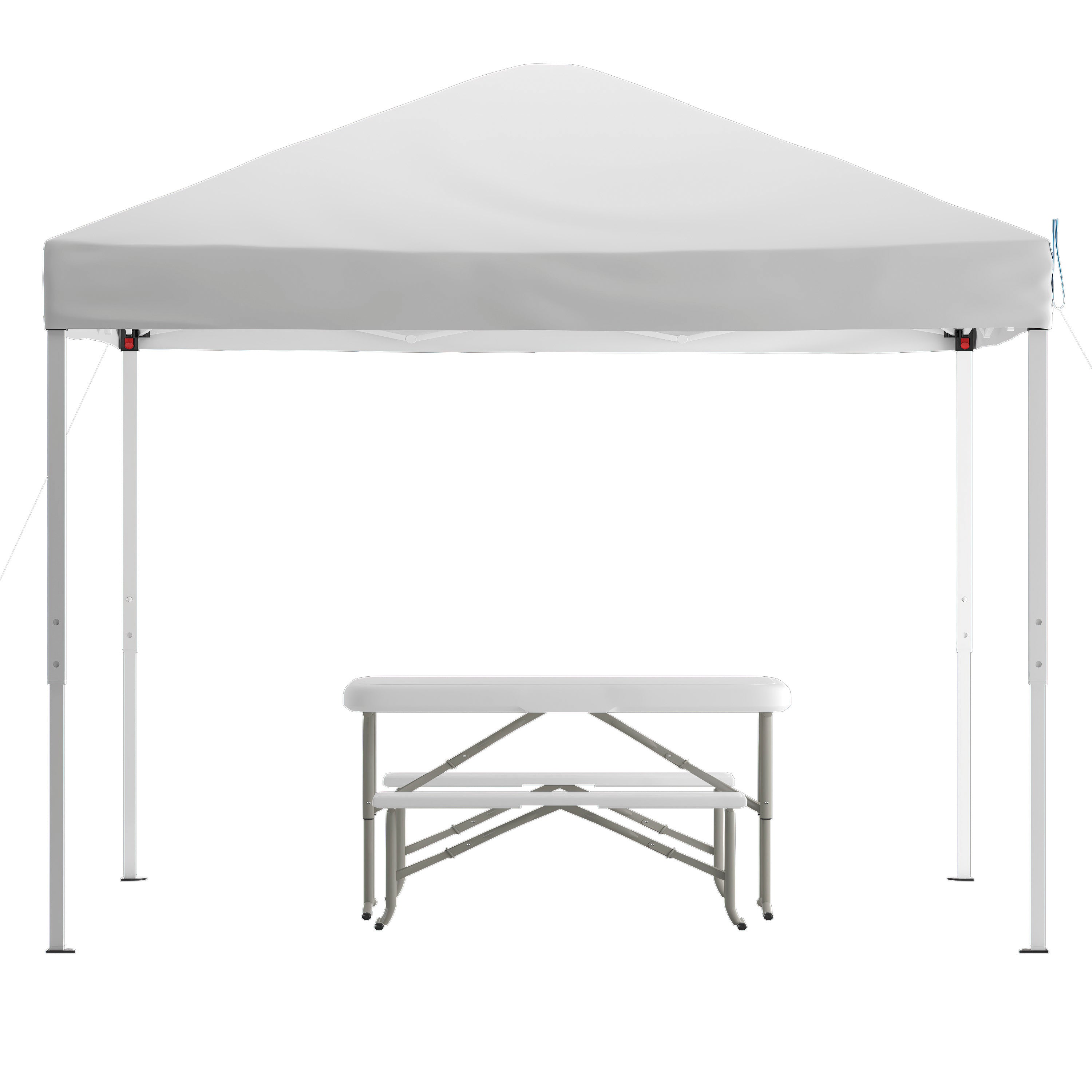 10'x10' Pop Up Event Canopy Tent with Carry Bag and Folding Bench Set - Portable Tailgate, Camping, Event Set-Outdoor Bundle - Pop Up Tent, Folding Bench Set-Flash Furniture-Wall2Wall Furnishings