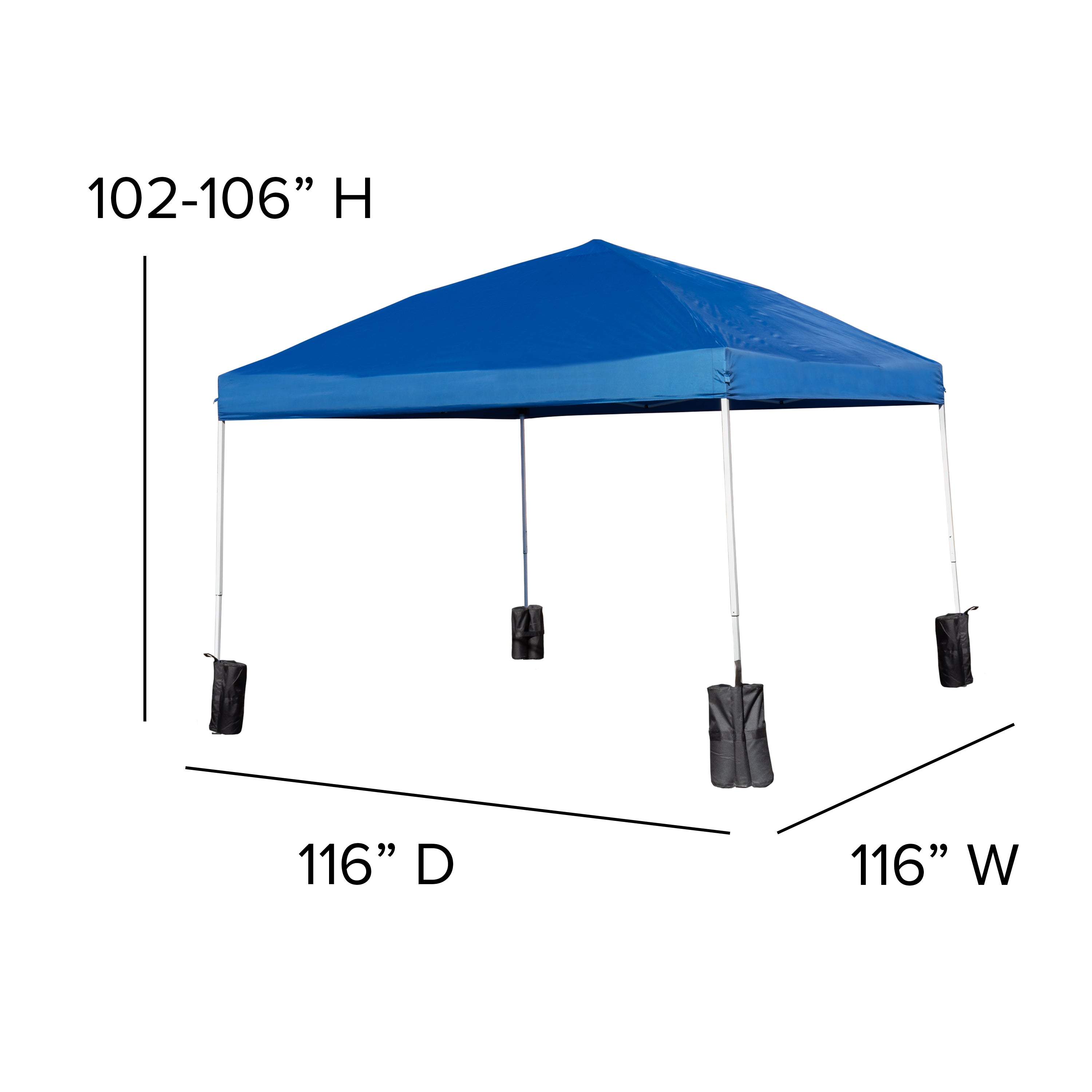 10'x10' Pop Up Event Straight Leg Canopy Tent with Sandbags and Wheeled Case-Canopy Tent-Flash Furniture-Wall2Wall Furnishings