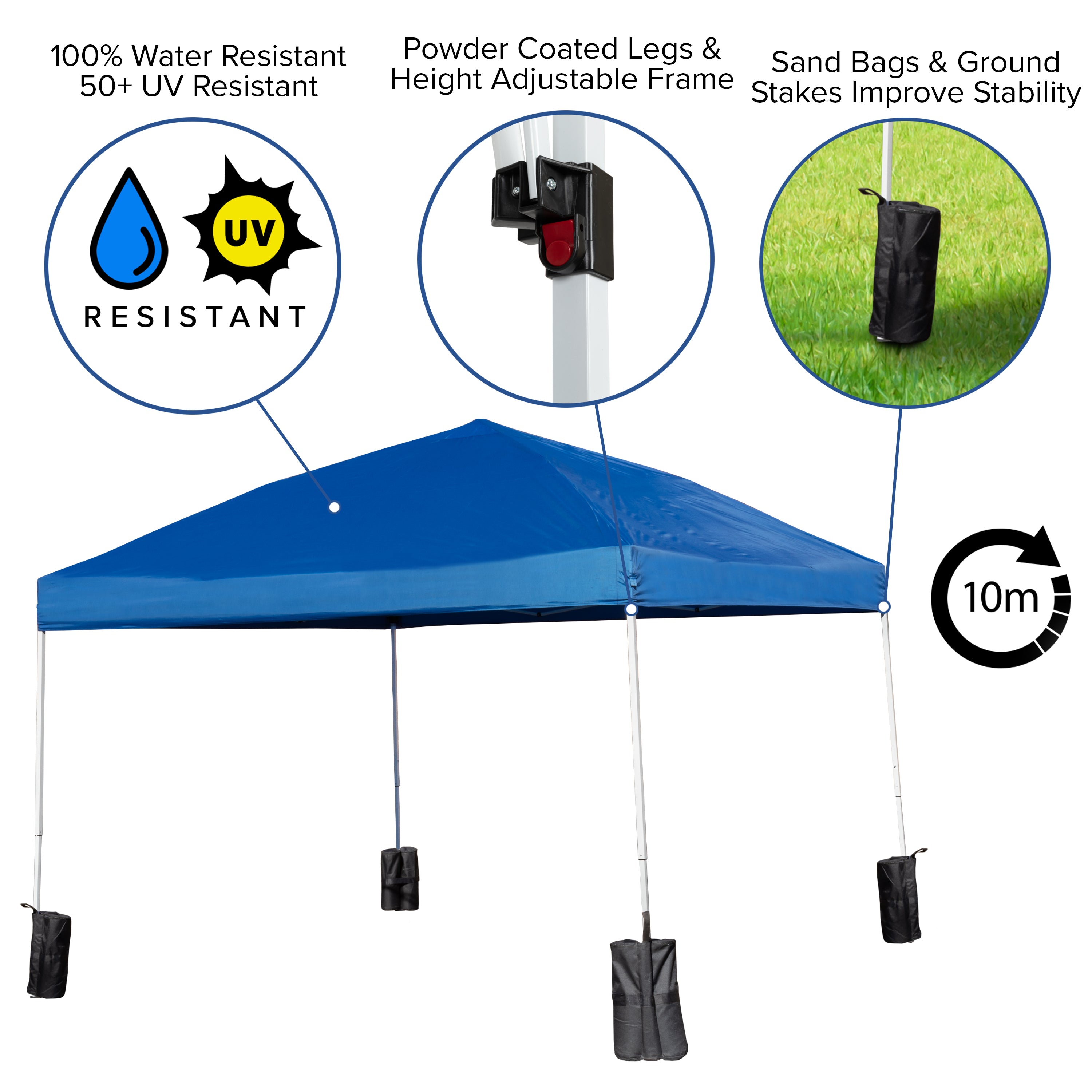 10'x10' Pop Up Event Straight Leg Canopy Tent with Sandbags and Wheeled Case-Canopy Tent-Flash Furniture-Wall2Wall Furnishings