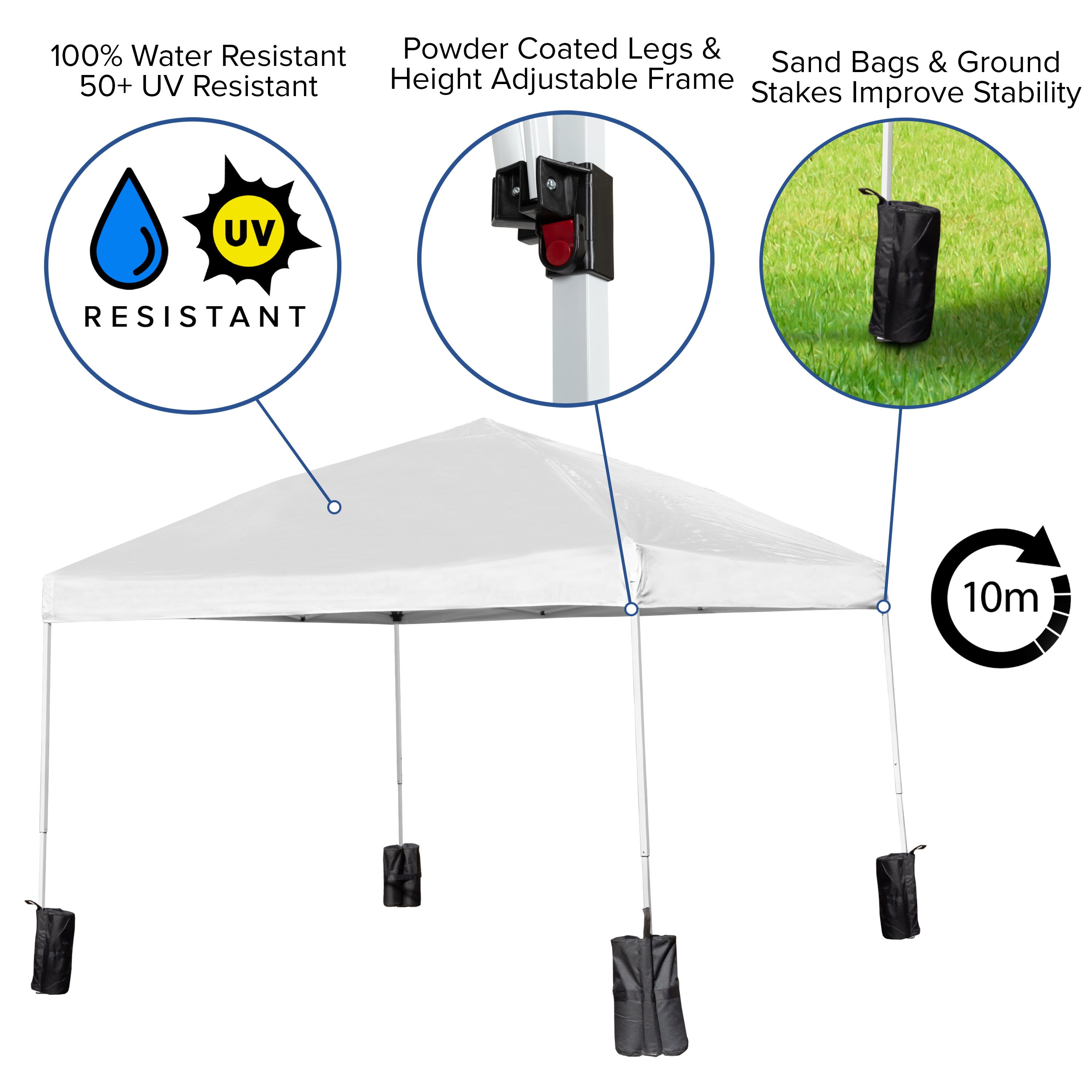 10'x10' Pop Up Event Canopy Tent with Wheeled Case and Folding Bench Set - Portable Tailgate, Camping, Event Set-Outdoor Bundle - Pop Up Tent, Folding Bench Set-Flash Furniture-Wall2Wall Furnishings
