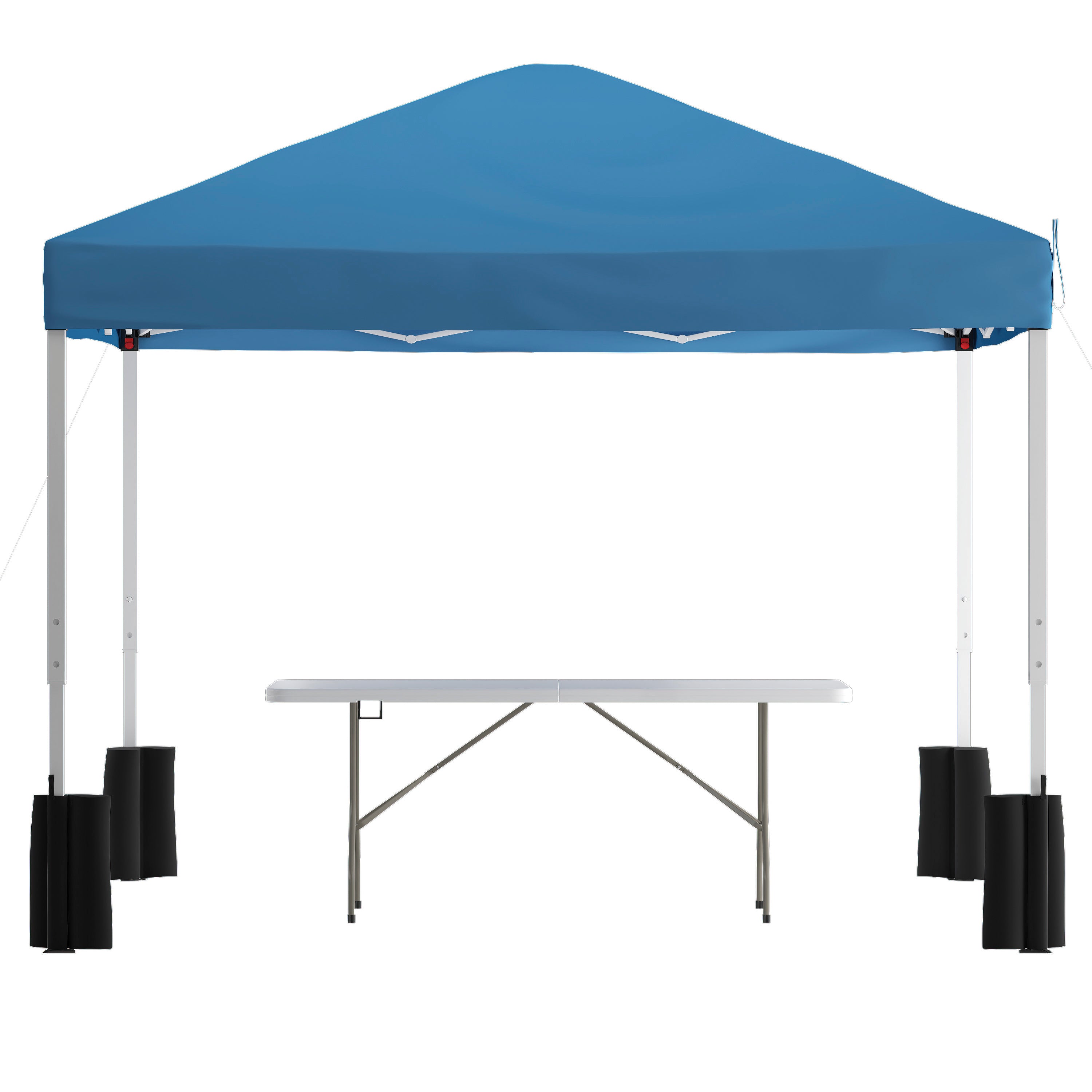 10'x10' Pop Up Canopy Tent with Wheeled Case and 6-Foot Bi-Fold Folding Table with Carrying Handle - Tailgate Tent Set-Outdoor Bundle - Pop Up Tent, Folding Table-Flash Furniture-Wall2Wall Furnishings
