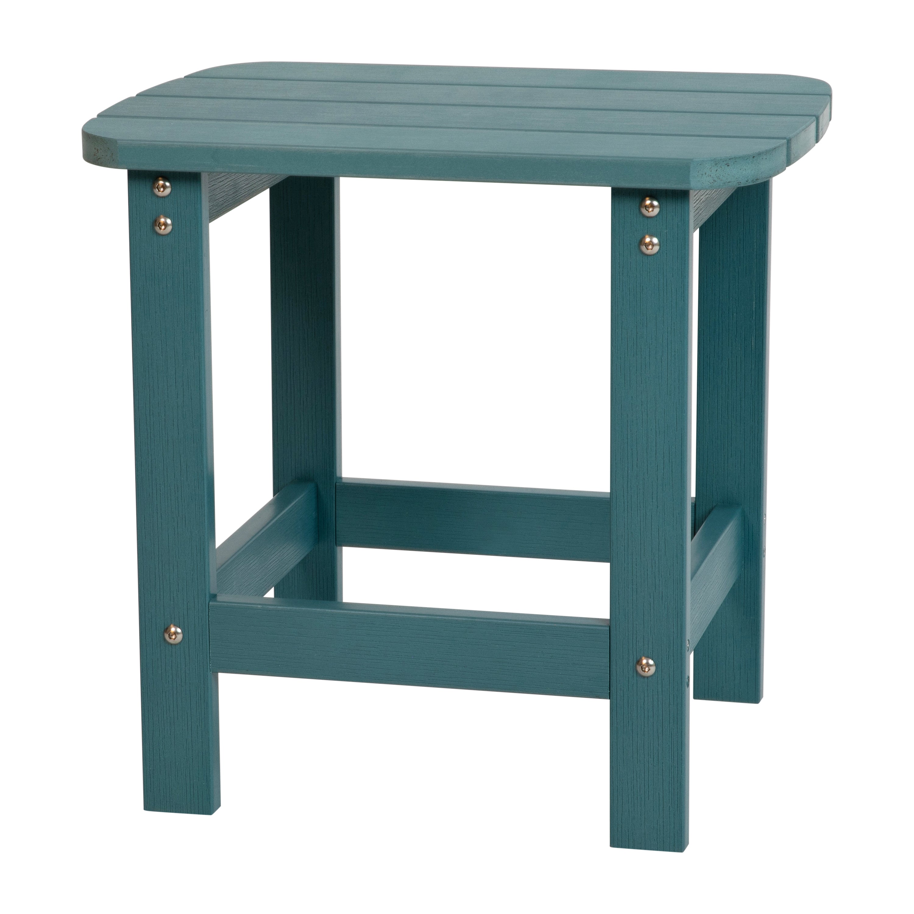 Charlestown All-Weather Poly Resin Wood Commercial Grade Adirondack Side Table-Plastic Adirondack Table-Flash Furniture-Wall2Wall Furnishings