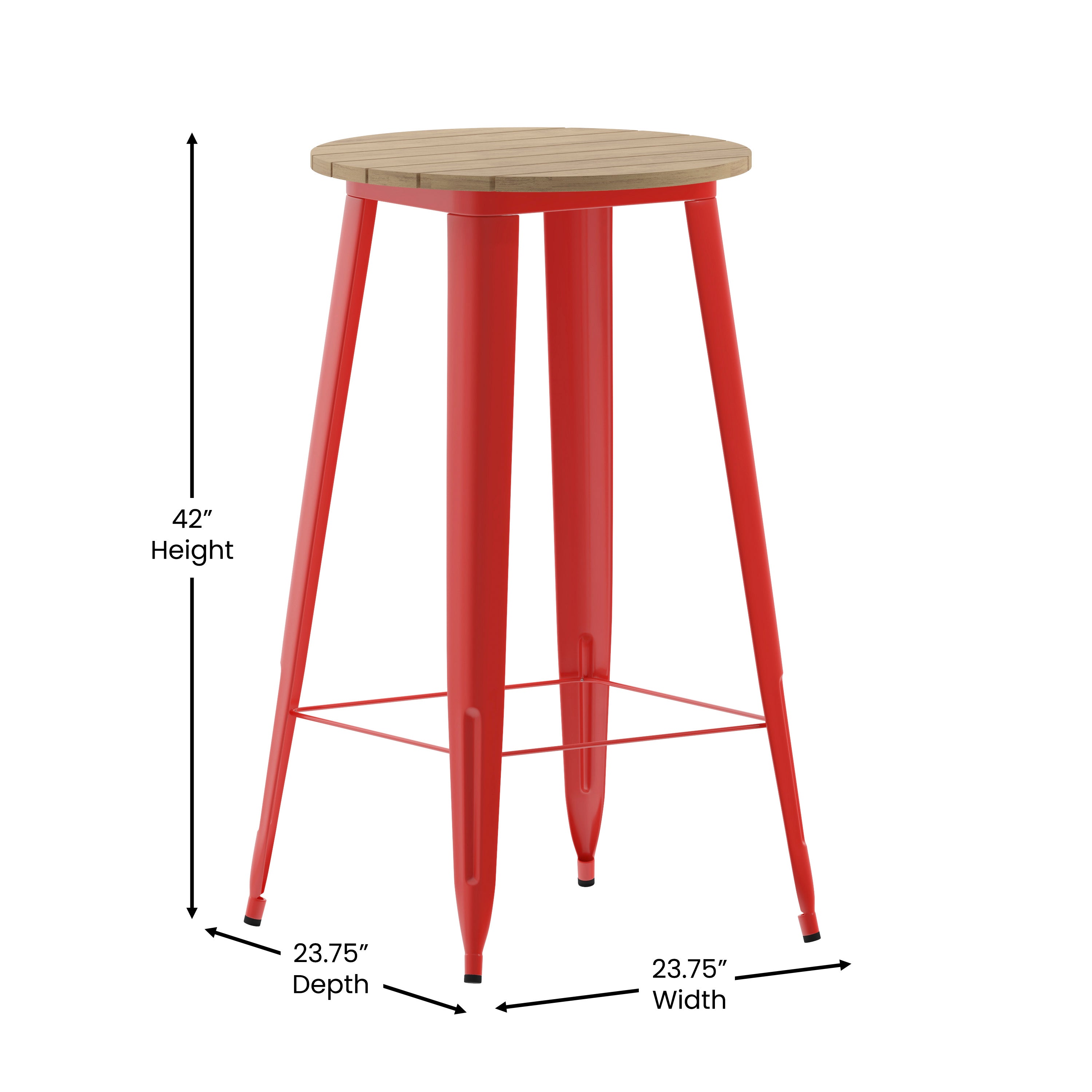 Declan Commercial Indoor/Outdoor Bar Top Table, 23.75" Round All Weather Poly Resin Top with Steel base-Metal Colorful Restaurant Bar Table-Flash Furniture-Wall2Wall Furnishings